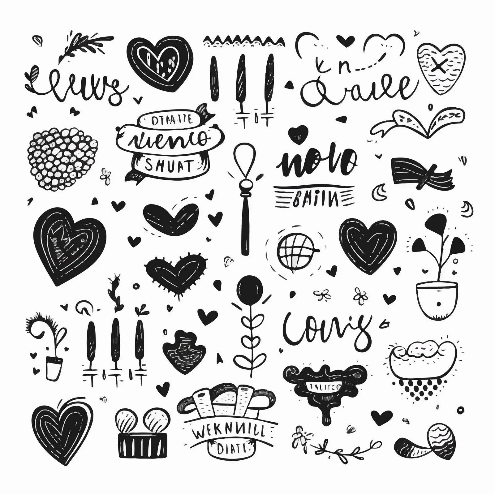 Trendy Monochrome Valentine's Day Letterings — free download from Dotvec
