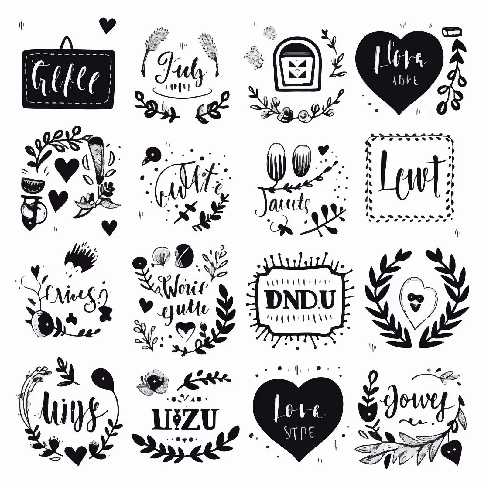 Trendy Monochrome Valentine's Day Letterings — free download from Dotvec