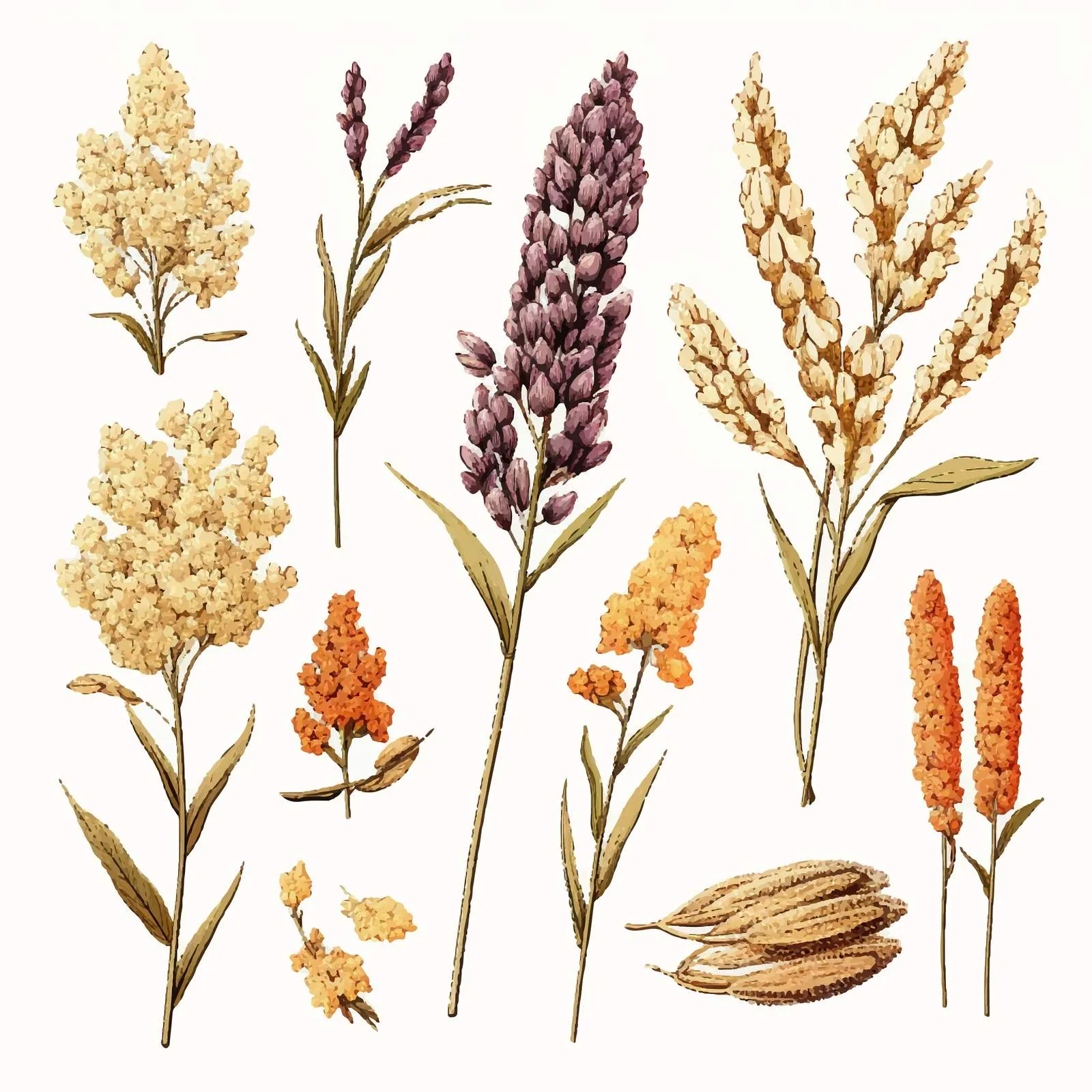 Quinoa Flowering Plants and Seeds Vector Illustration — free download from Dotvec