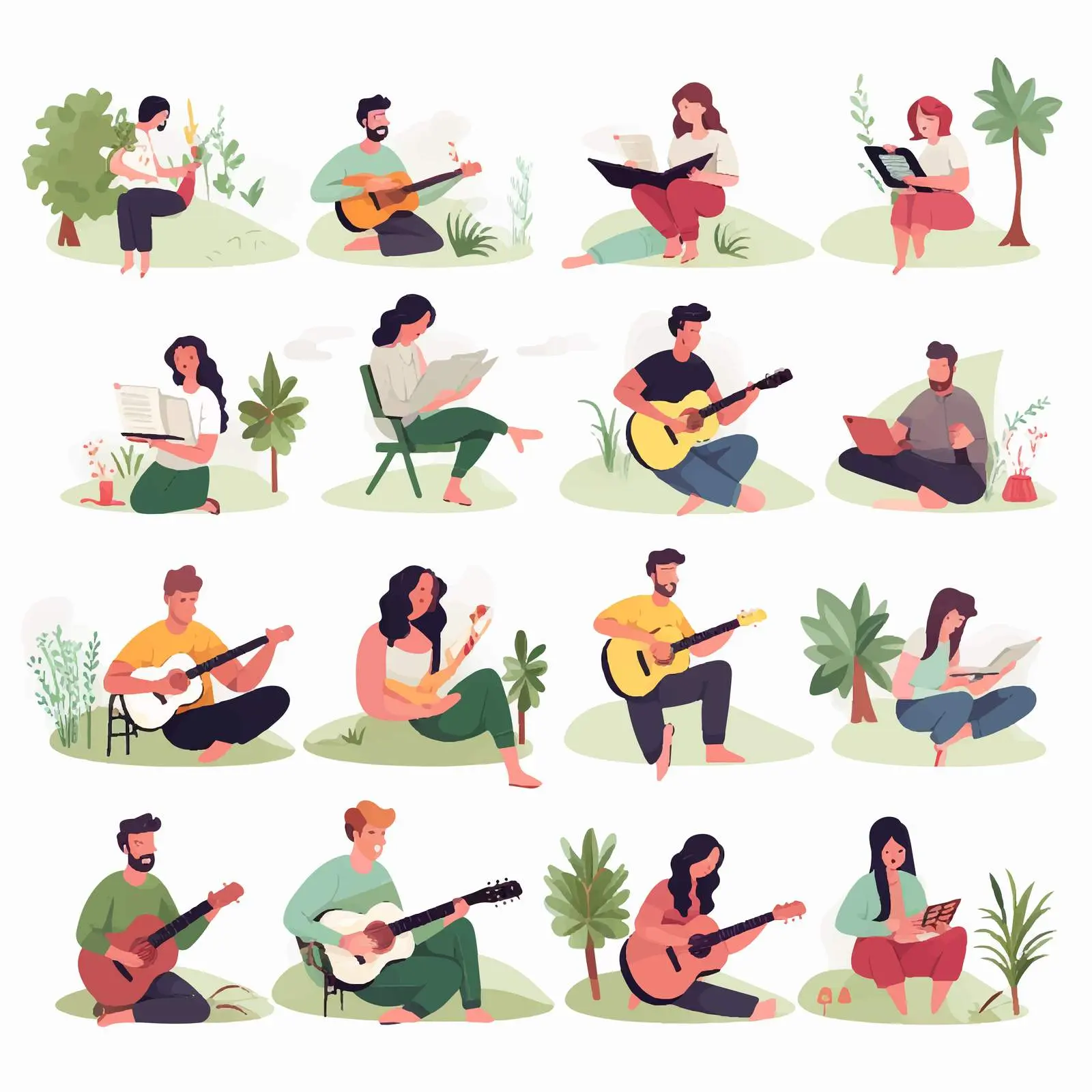 Young People Enjoying Weekend at Home Vectors — free download from Dotvec