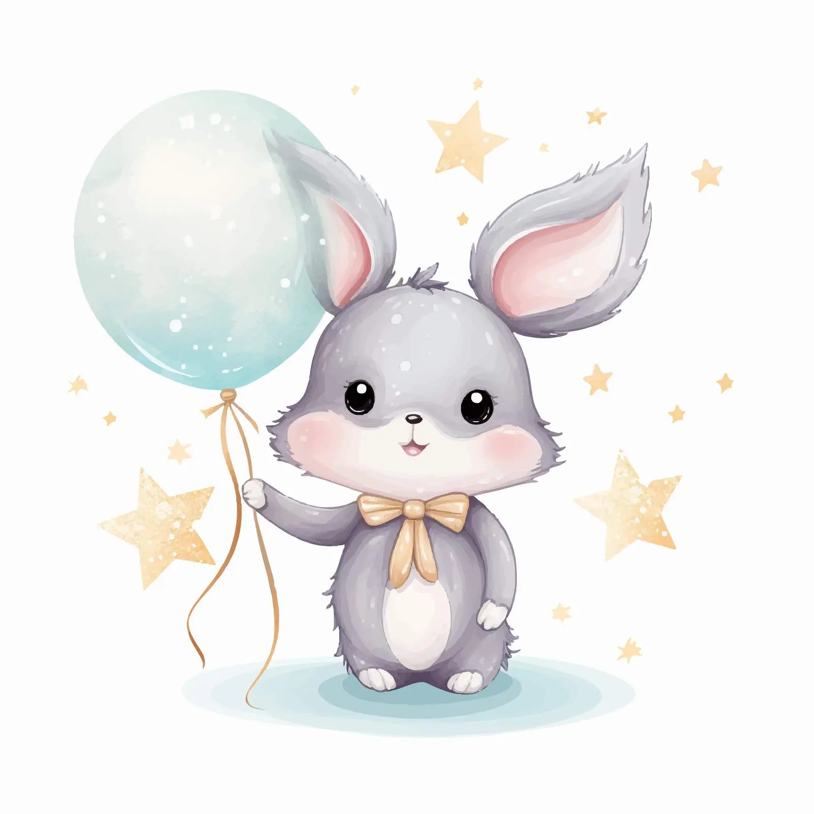 Cute Bunny Blowing Balloon Illustration 202 — free download from Dotvec