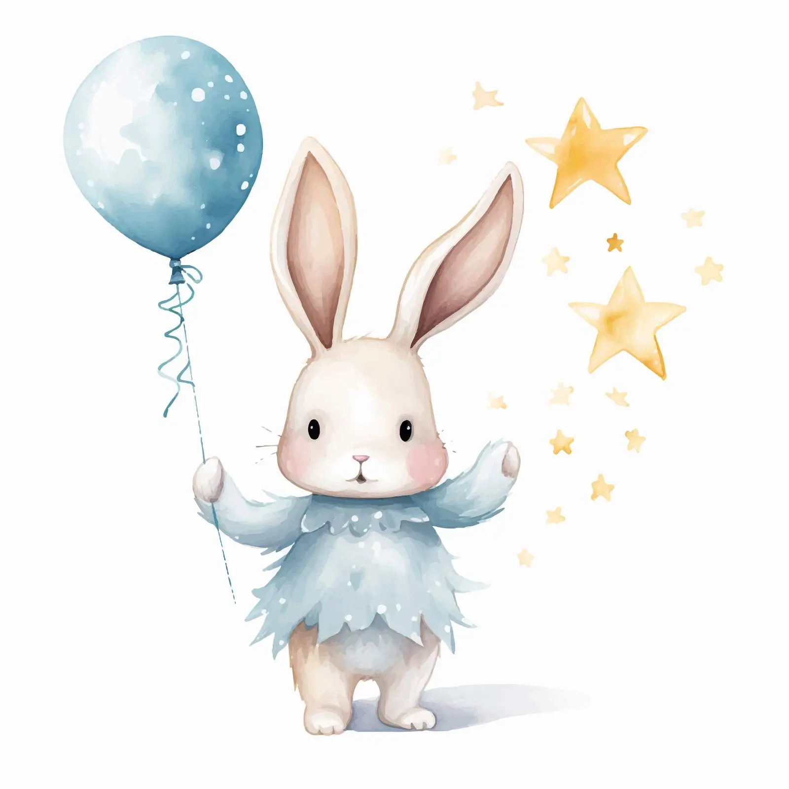 Cute Bunny Blowing Balloon Illustration 202 — free download from Dotvec