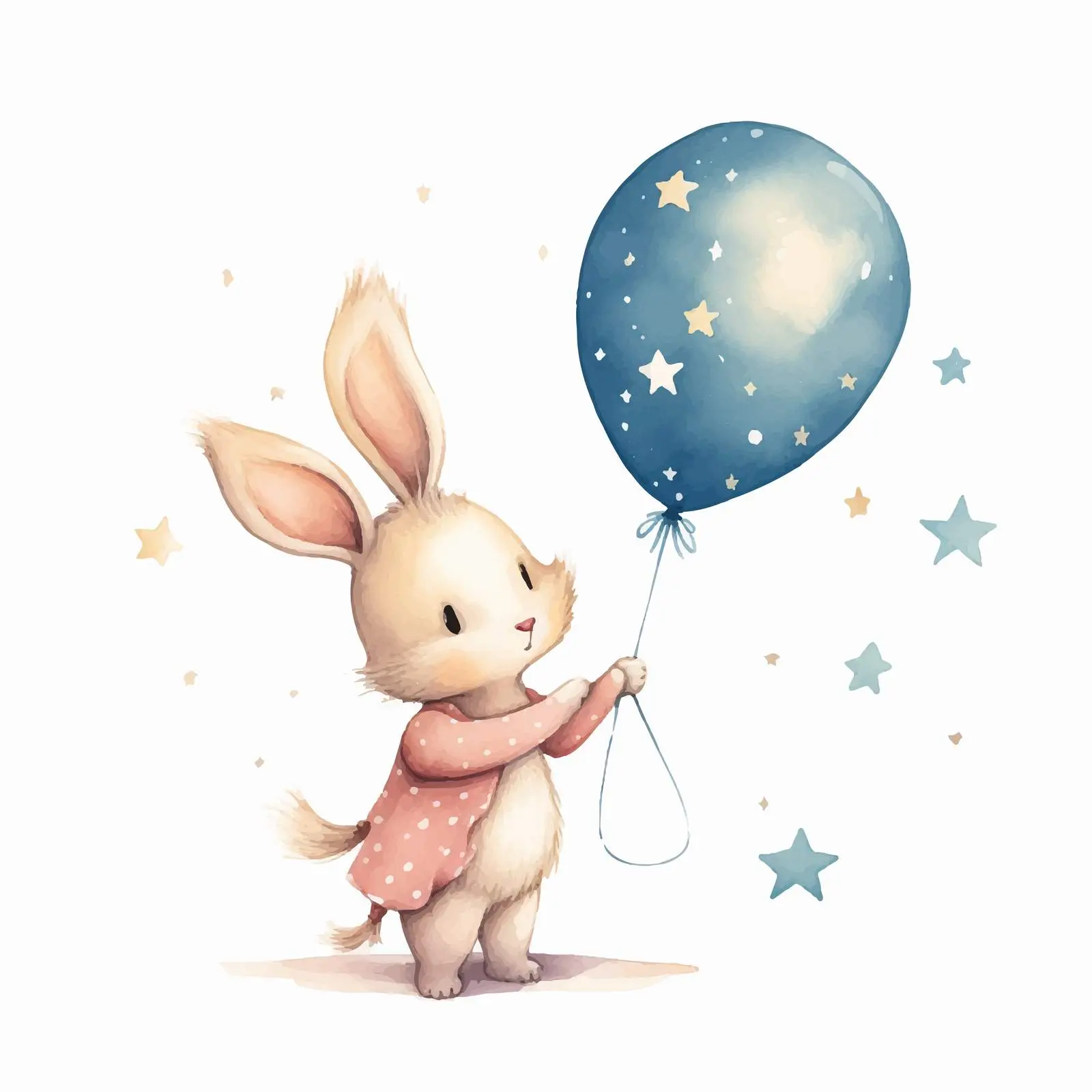 Cute Bunny Blowing Balloon Illustration 202 — free download from Dotvec