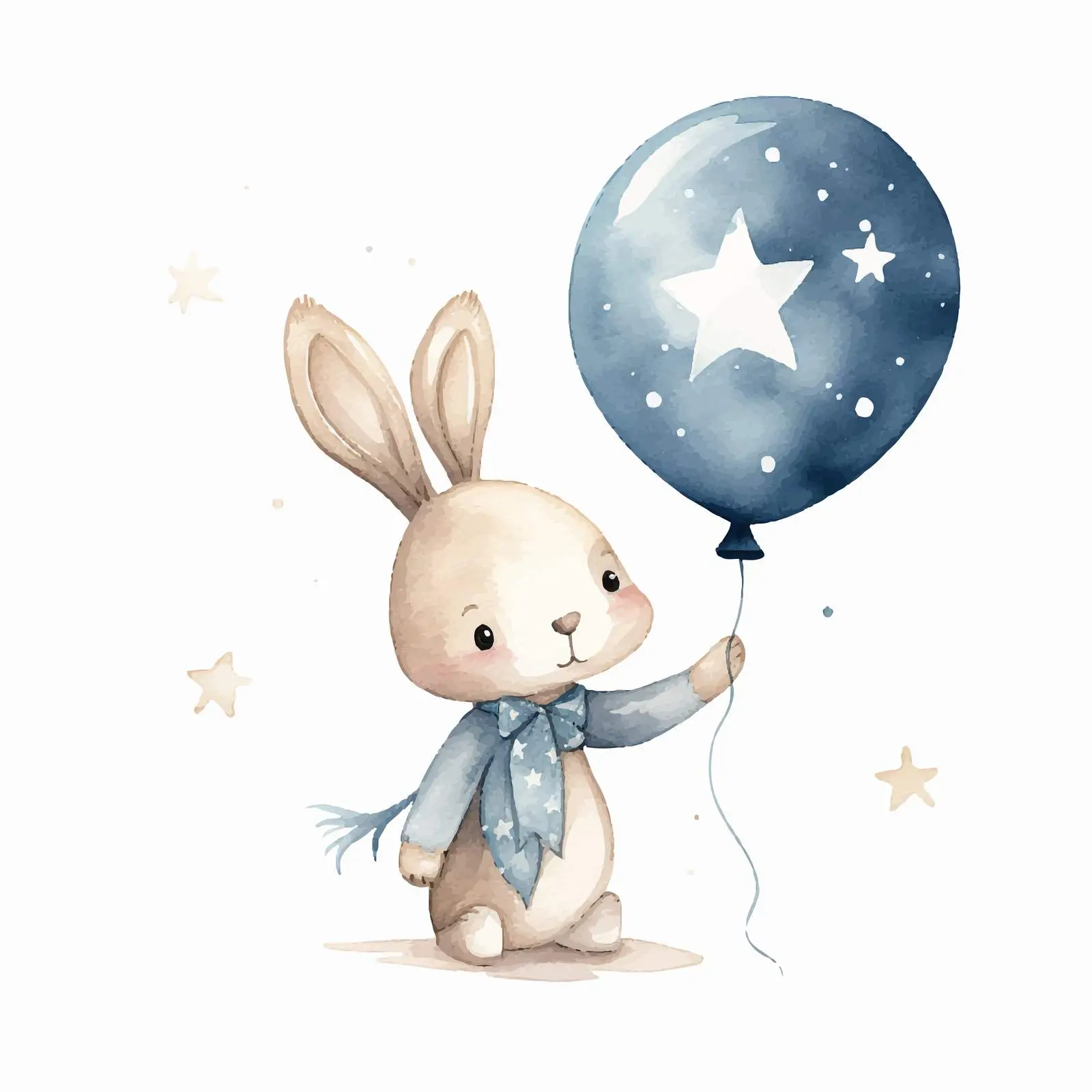 Cute Bunny Blowing Balloon Illustration with Number 202 — free download from Dotvec