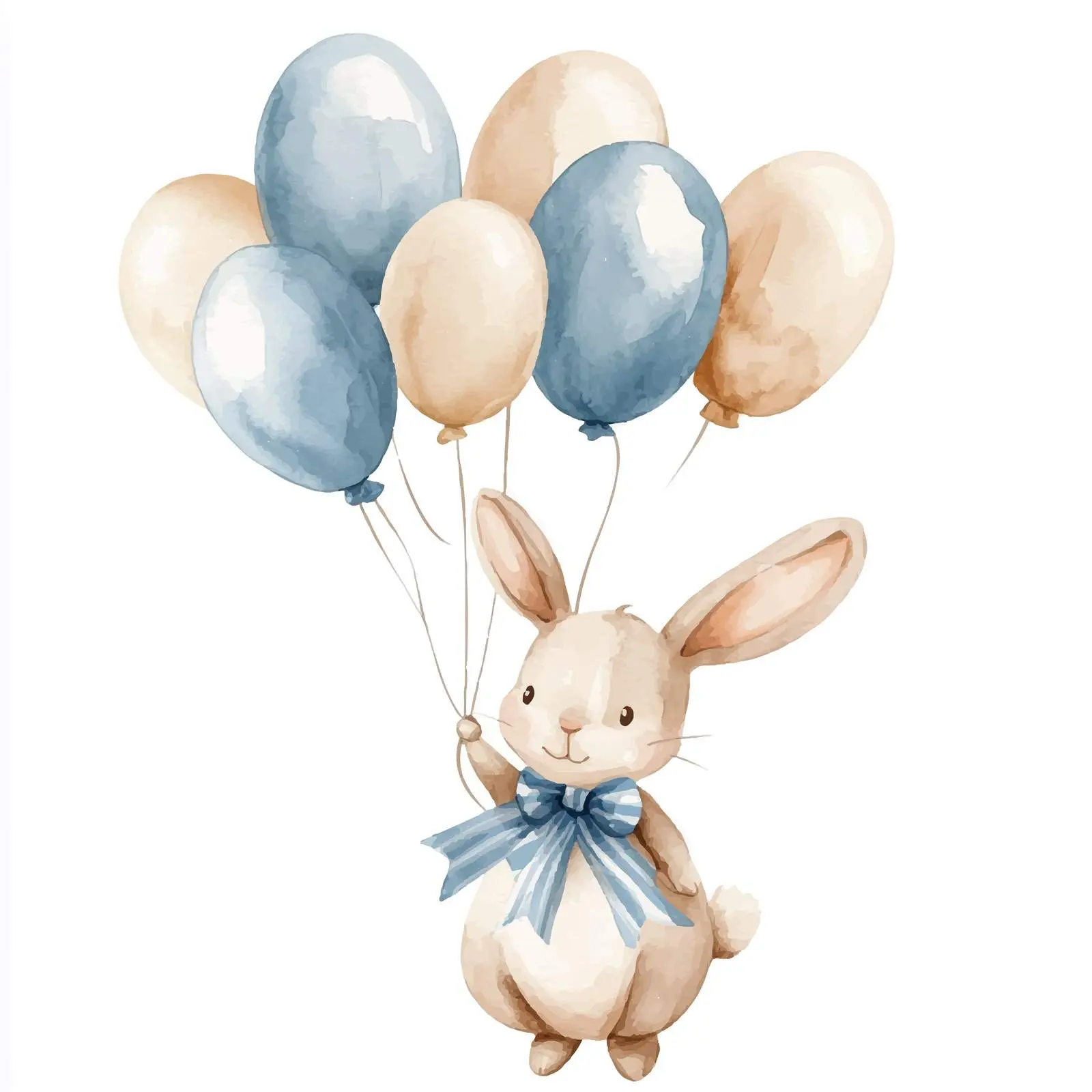Blue and Beige Balloon Watercolor Clipart — free download from Dotvec