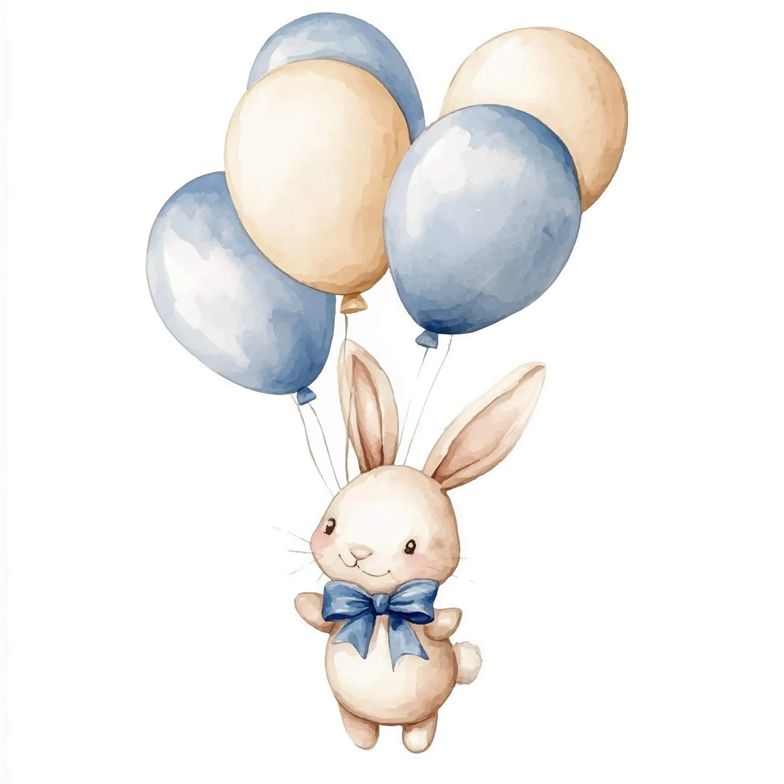 Cartoon Bunny with Blue and Beige Balloons — free download from Dotvec