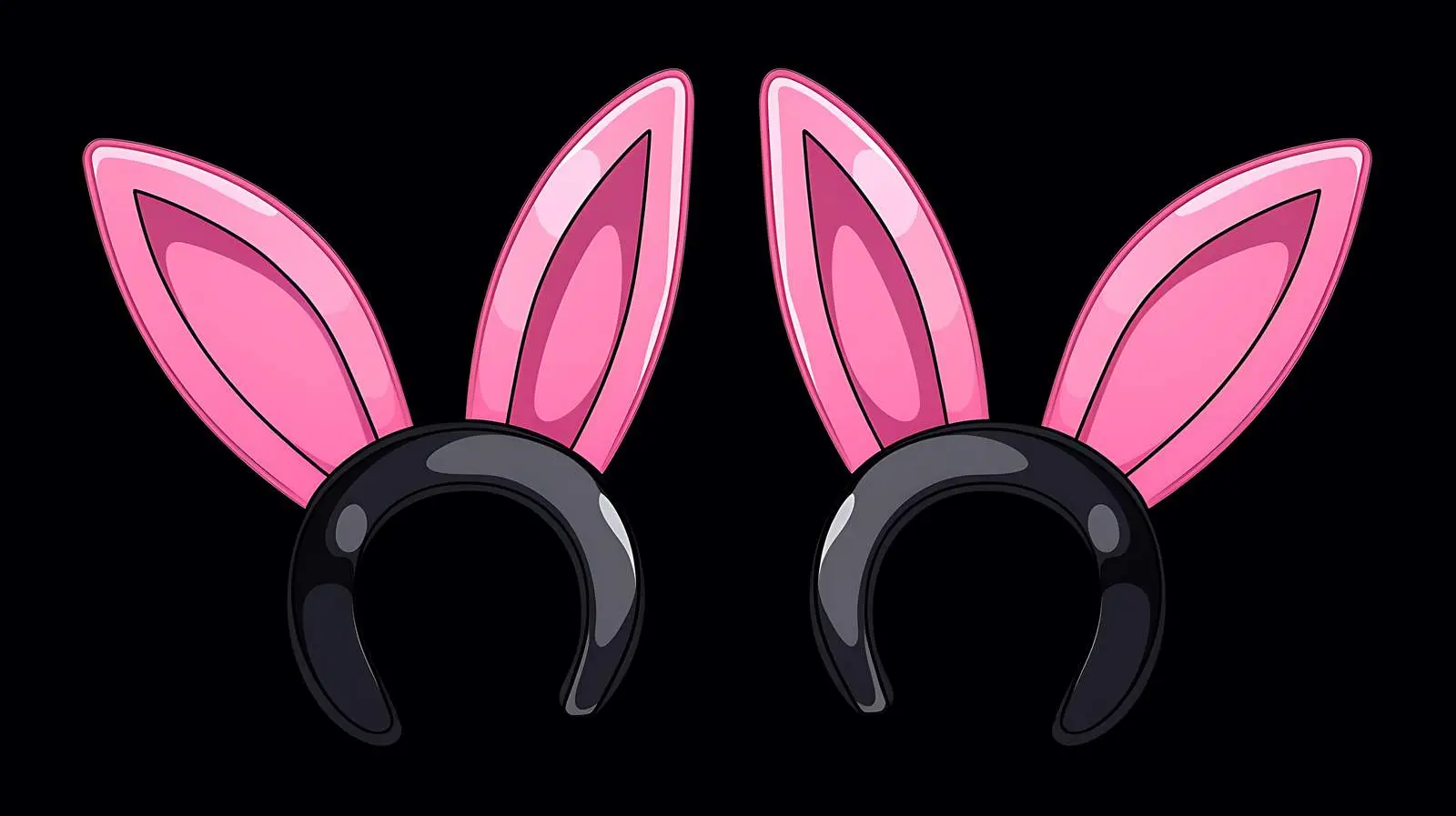 Bunny Ears Headband Pink Black Isolated — free download from Dotvec
