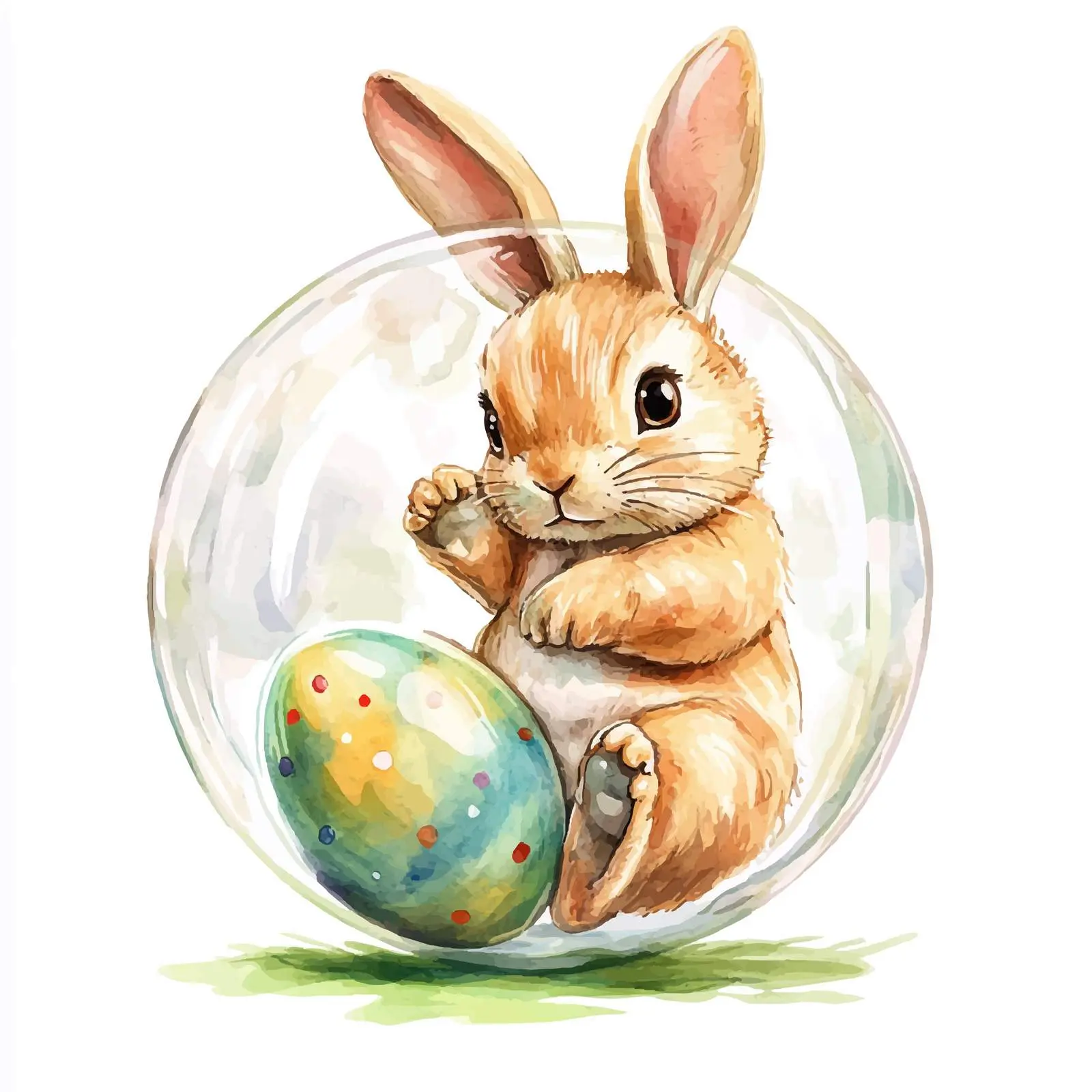 Bunny in Glass Ball with Easter Egg – free easter egg image from Dotvec