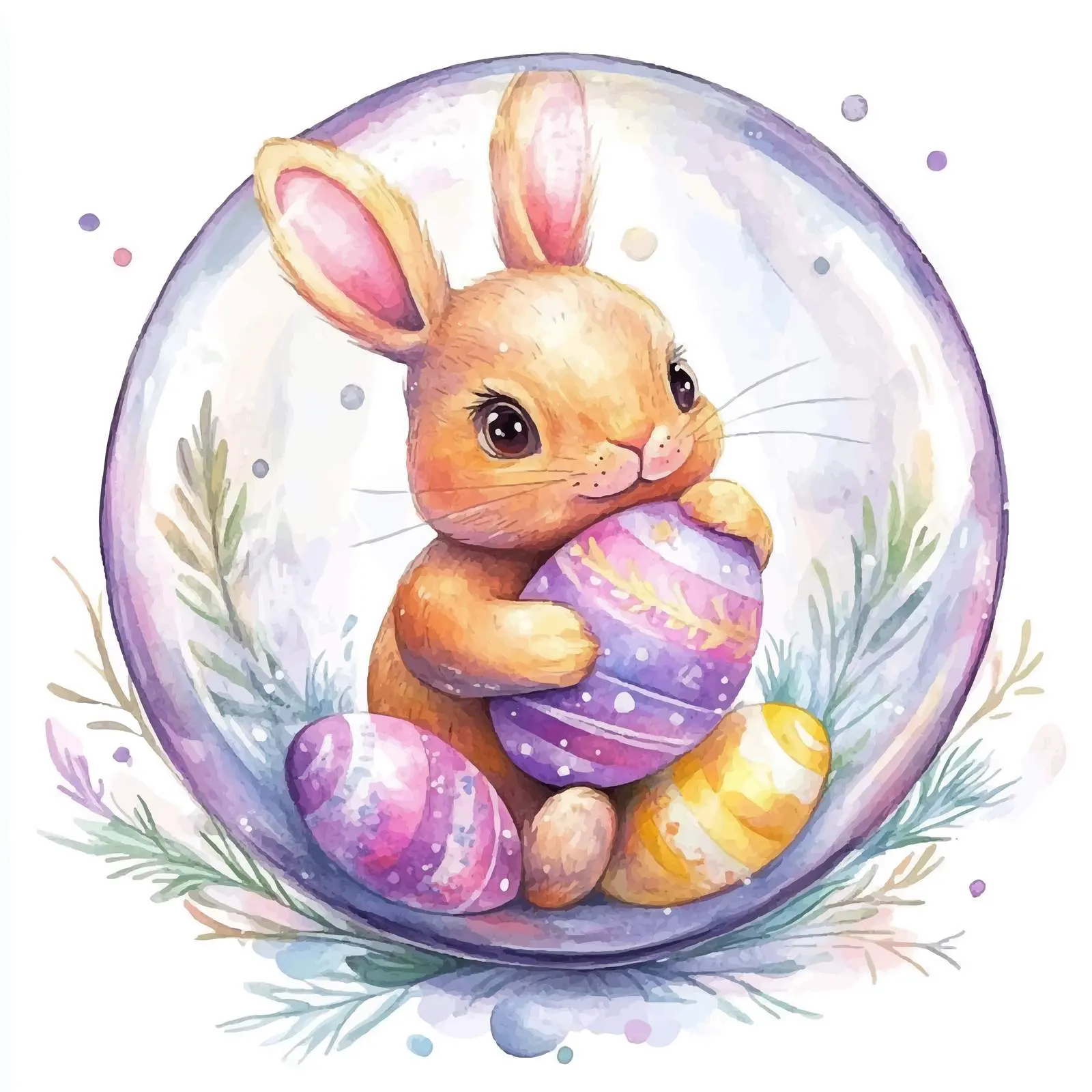 Bunny in Glass Ball with Easter Egg Vector — free download from Dotvec