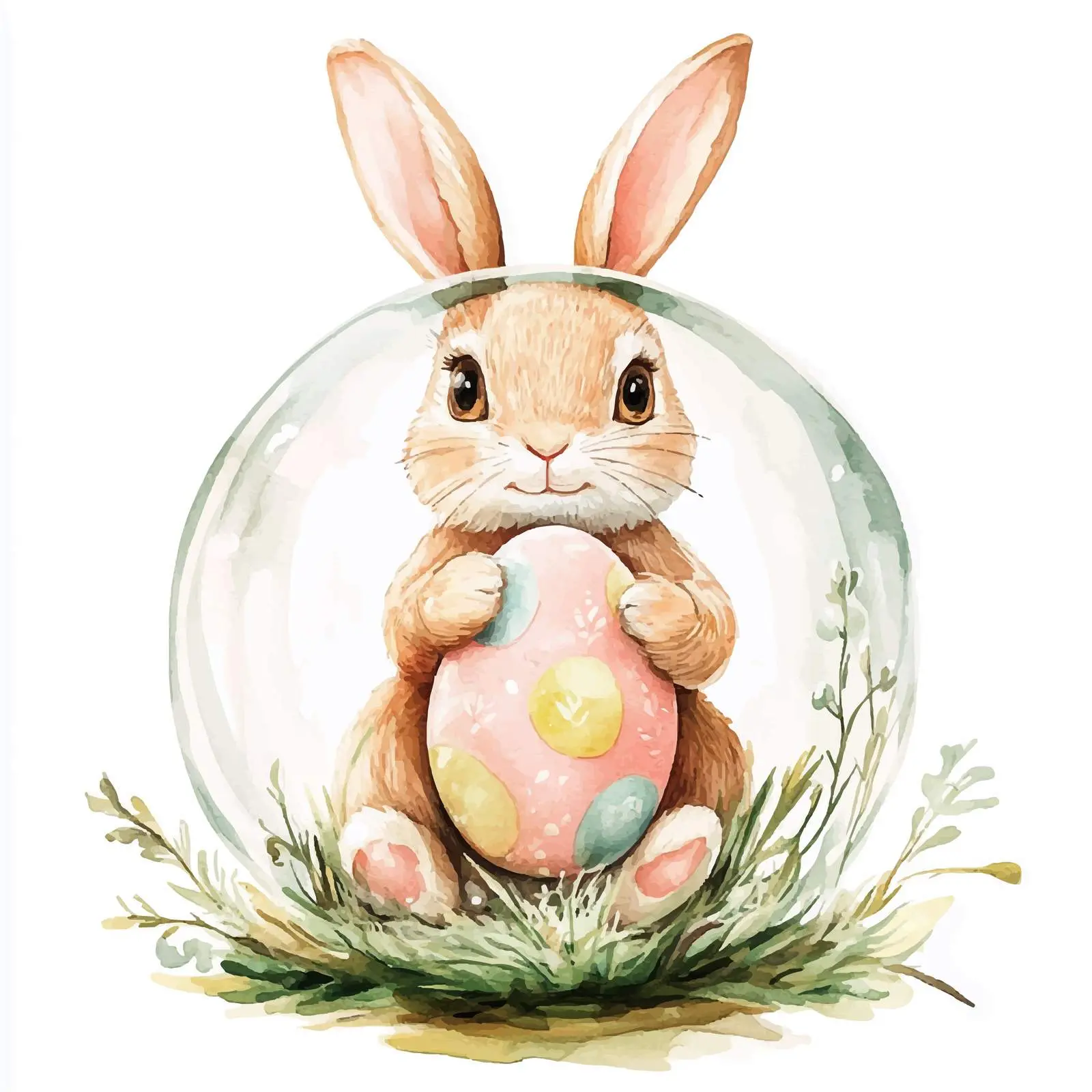 Bunny with Easter Egg in Glass Ball Vector – free easter egg image from Dotvec