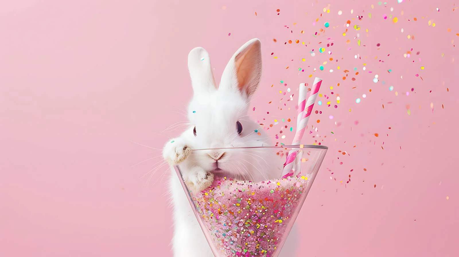 Playful Bunny Toy in Glitter-Filled Martini Glass — free download from Dotvec