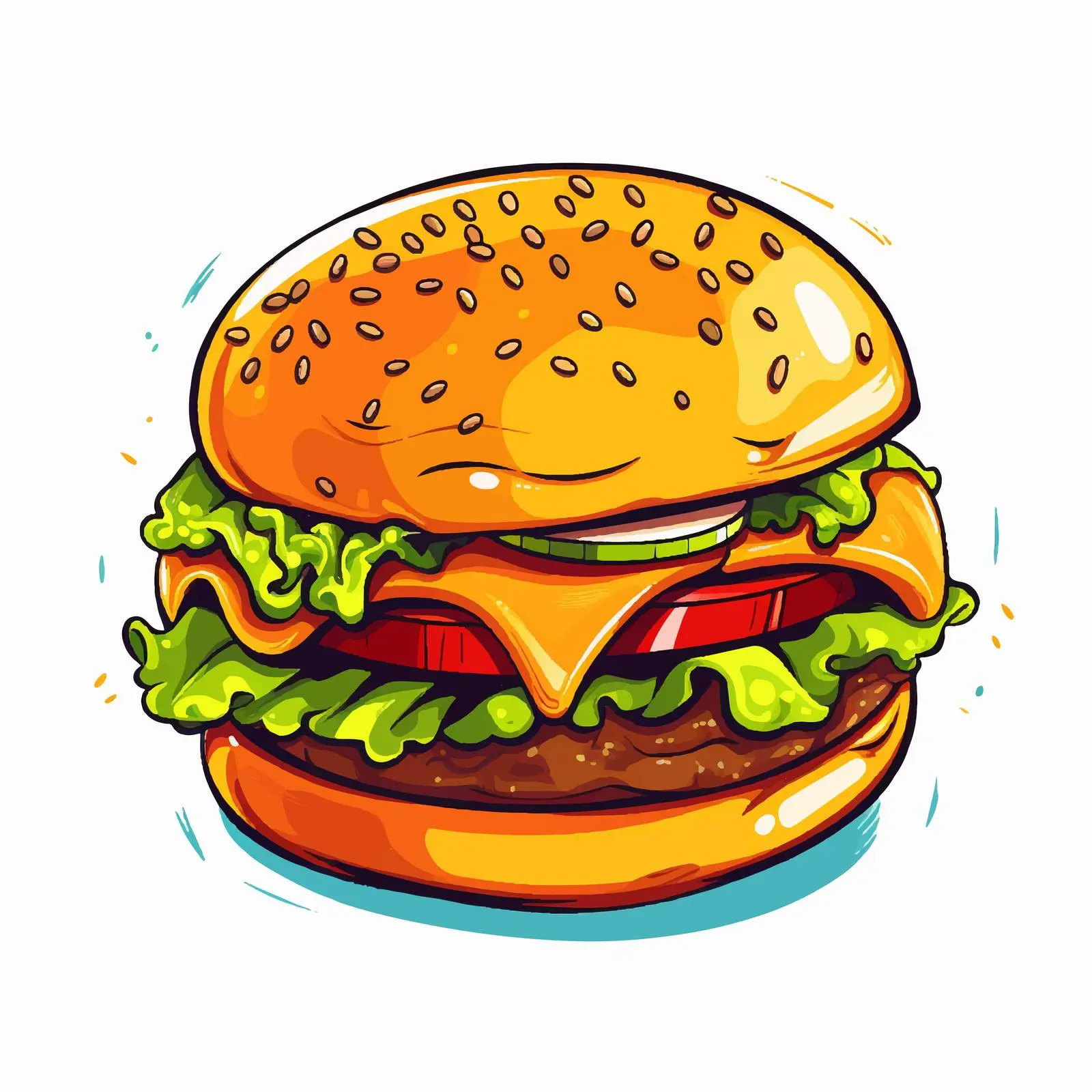 Cartoon Burger Line Vector Illustration — free download from Dotvec