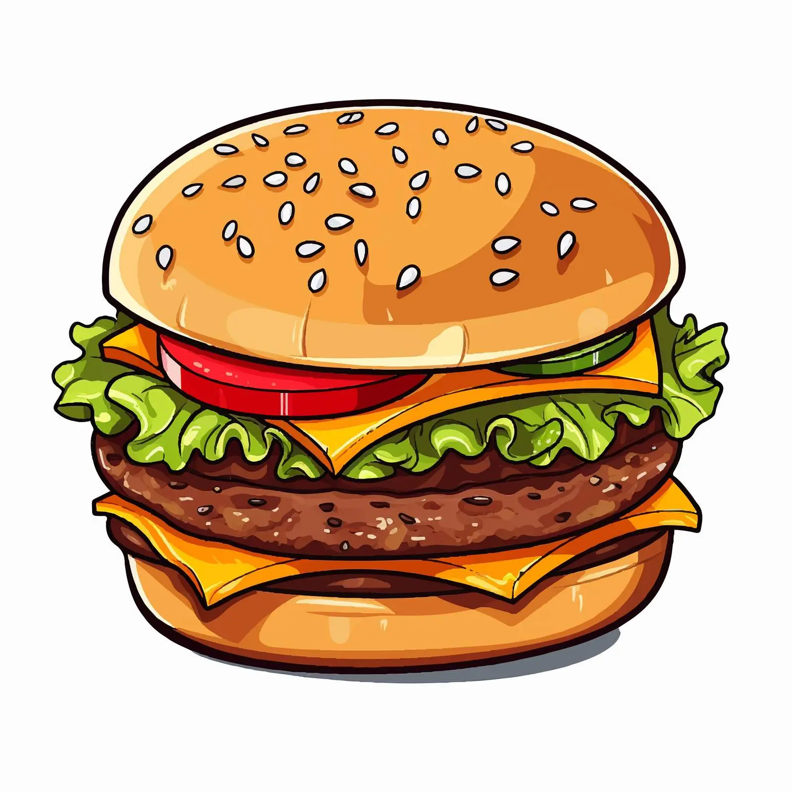 Cartoon Burger Line Vector Illustration — free download from Dotvec