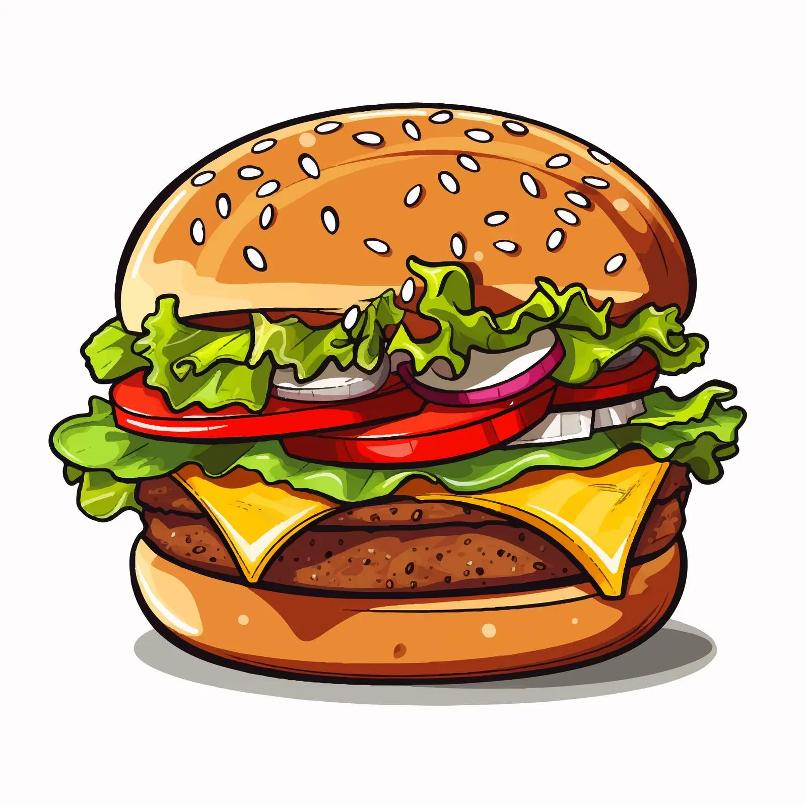 Cartoon Burger Line Vector Illustration — free download from Dotvec