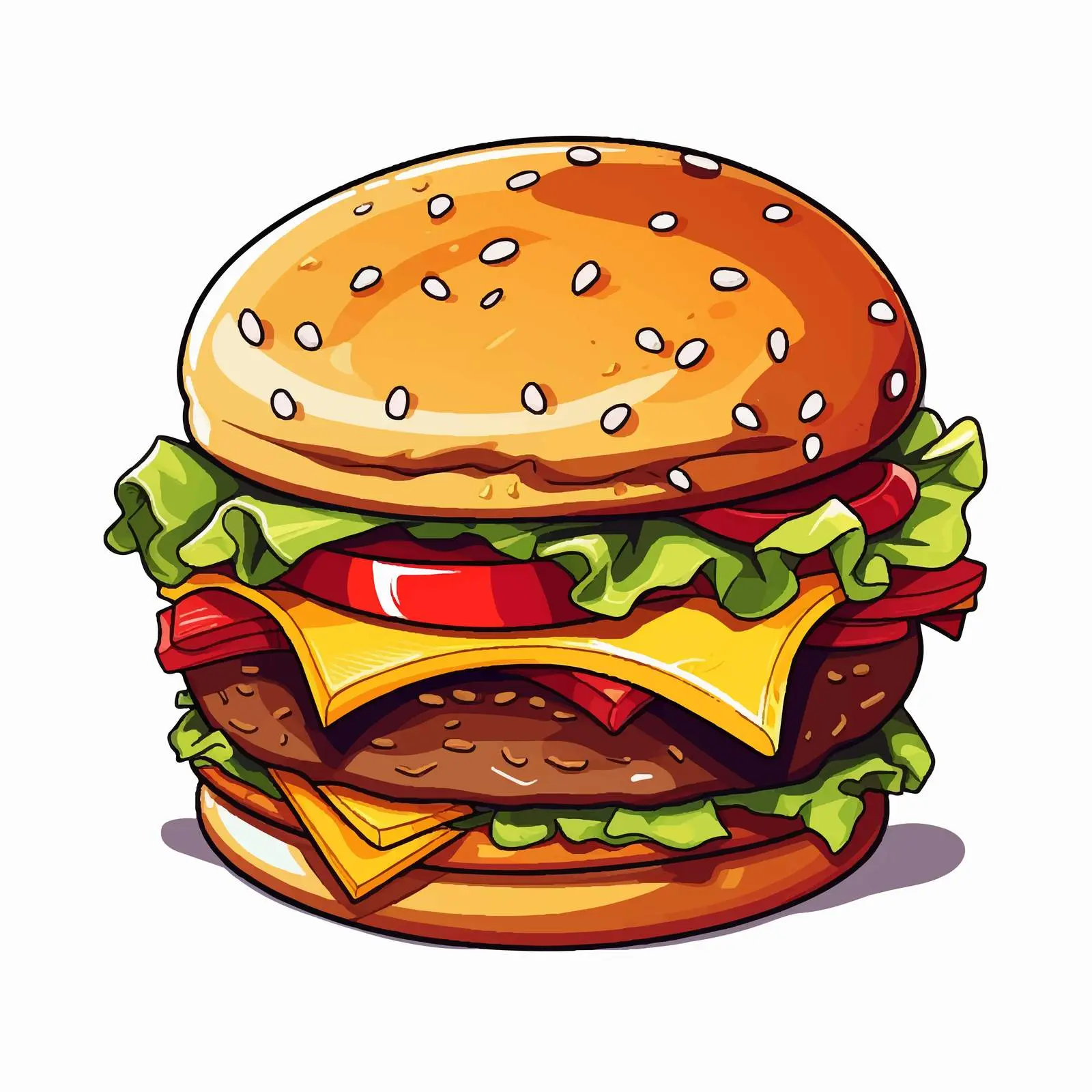 Burger Line Vector Illustration on White Background — free download from Dotvec