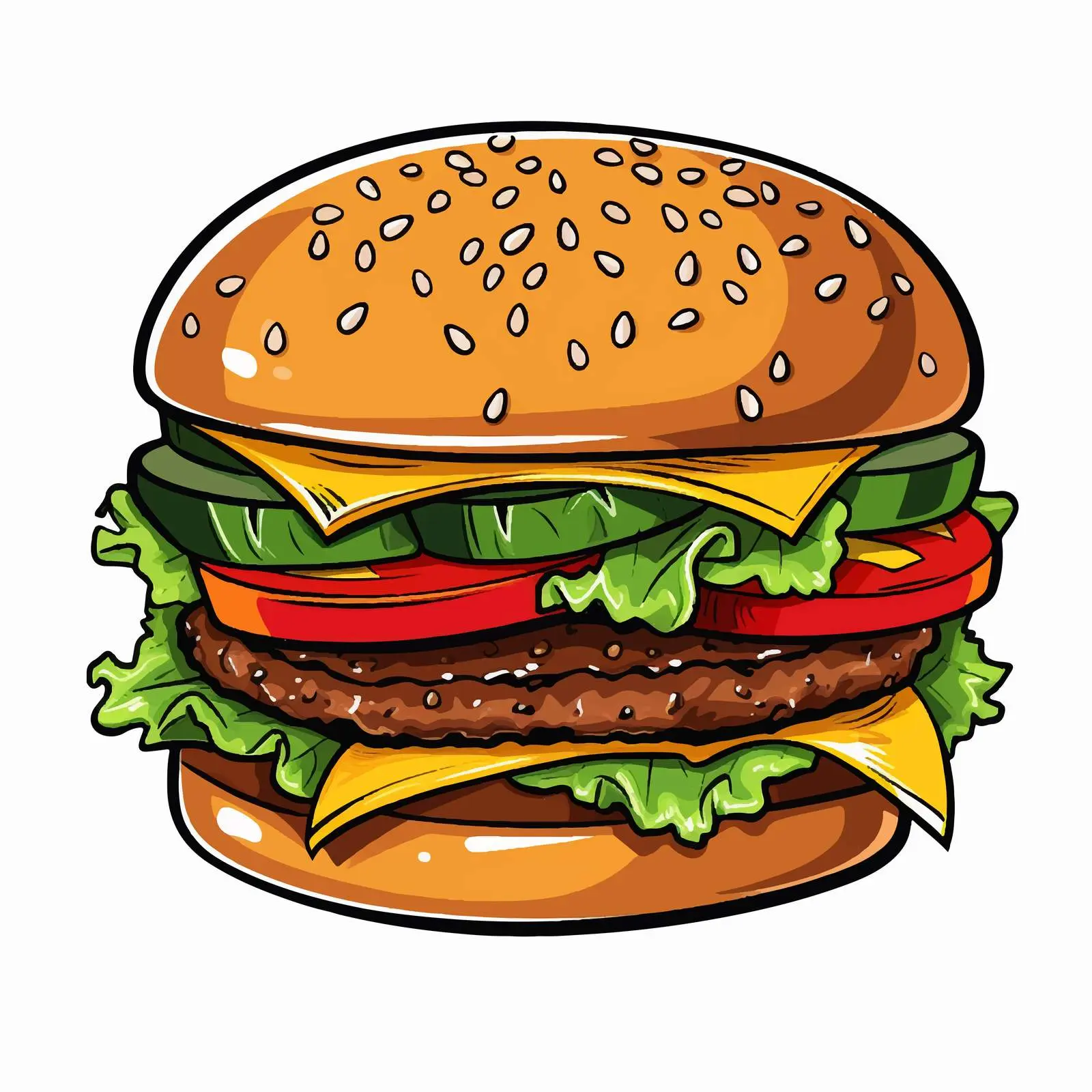 Vector Burger Line Illustration on White Background — free download from Dotvec