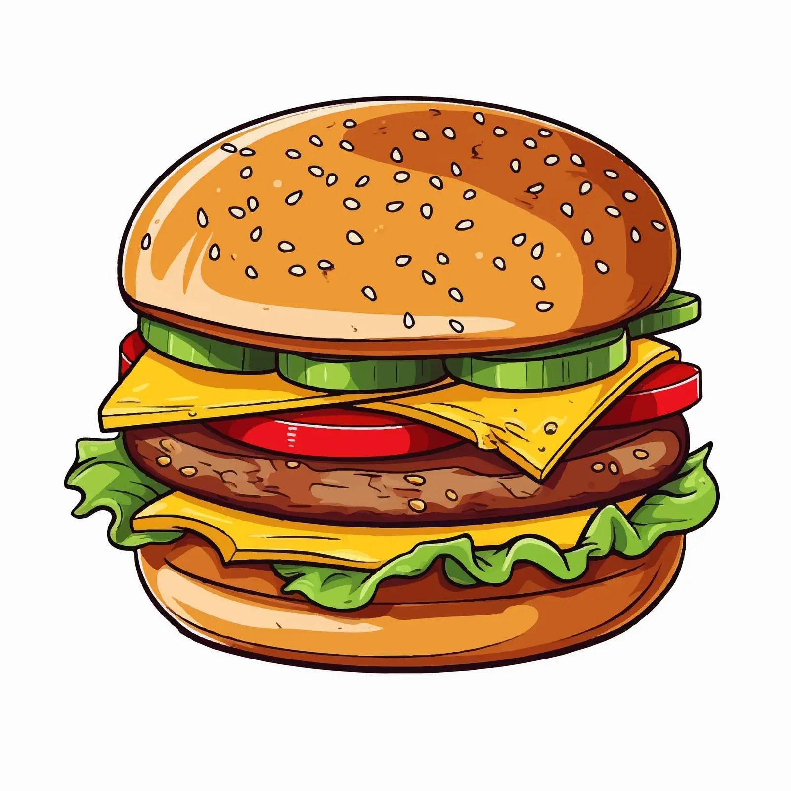 Burger Outline Vector Illustration on White Background — free download from Dotvec