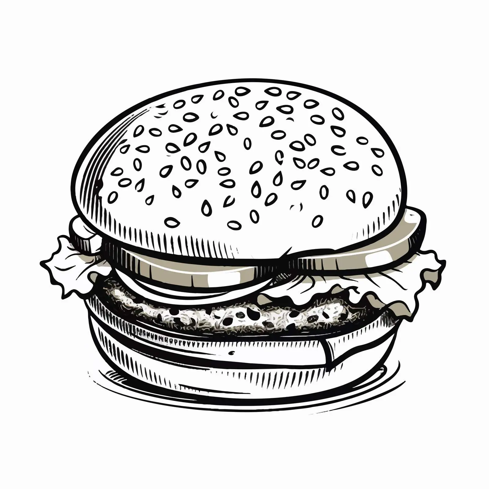 Outline Burger Vector Illustration on White Background — free download from Dotvec
