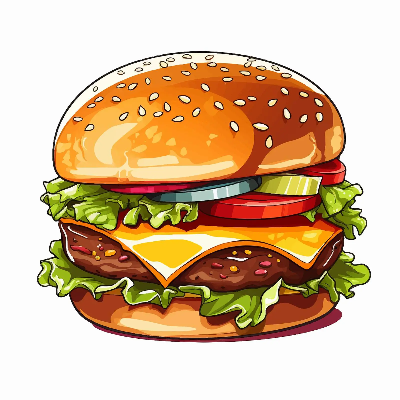 Cartoon Burger Vector Illustration — free download from Dotvec