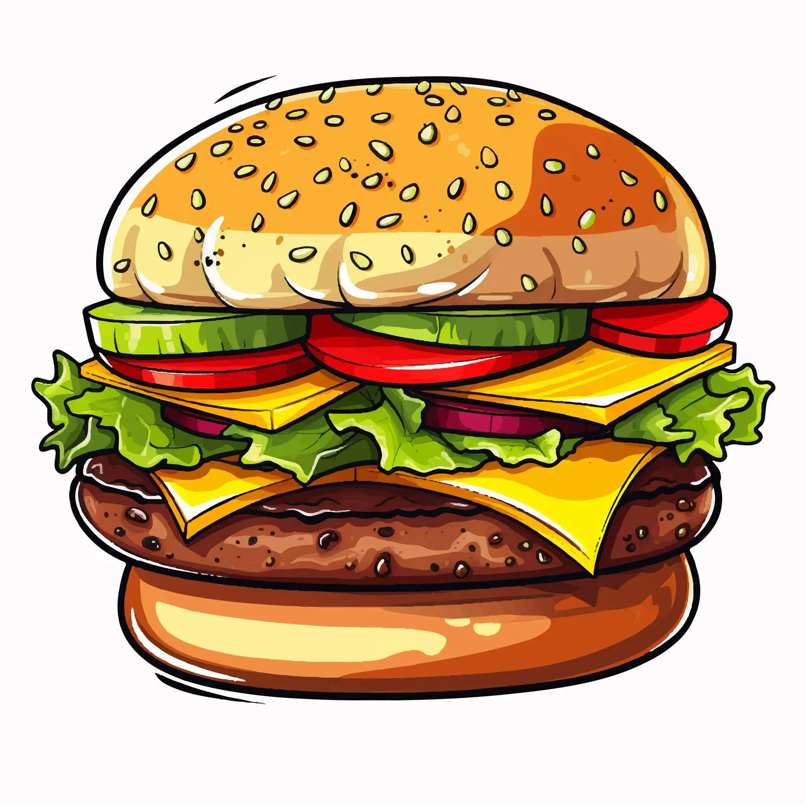 Cartoon Burger Vector Illustration in Isolated Style — free download from Dotvec