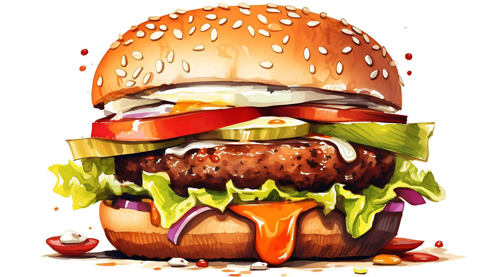 Burger with Meat and Fresh Vegetables — free download from Dotvec