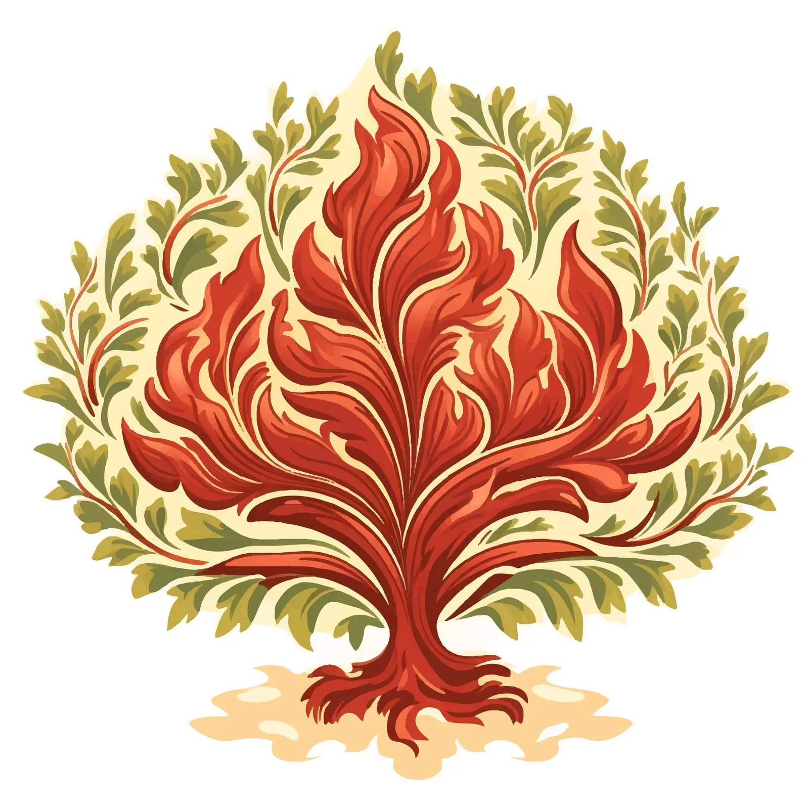 Byzantine Style Burning Bush Cartoon Vector Illustration – free vector icon image from Dotvec