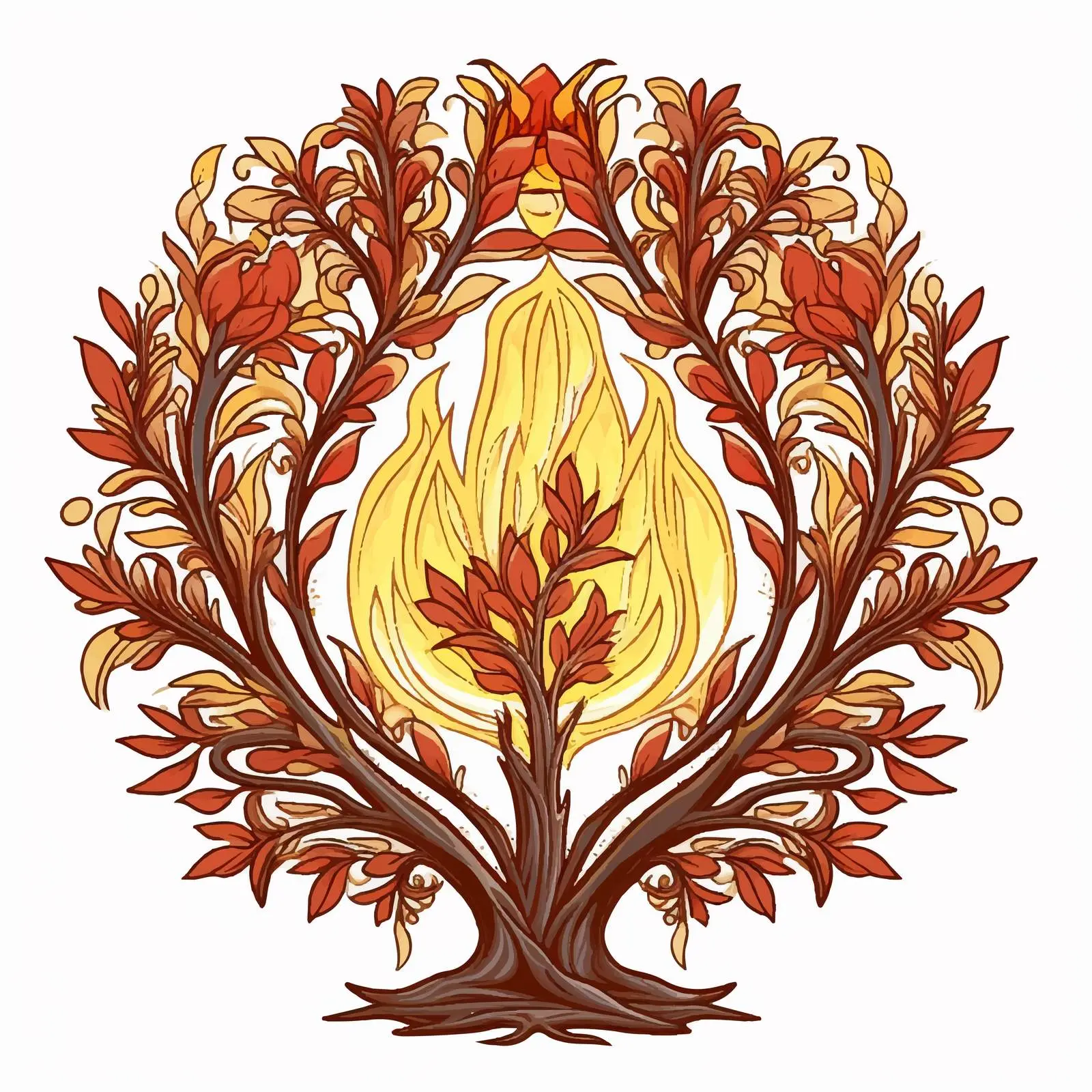 Byzantine Style Burning Bush Illustration Vector – free artistic interpretation image from Dotvec
