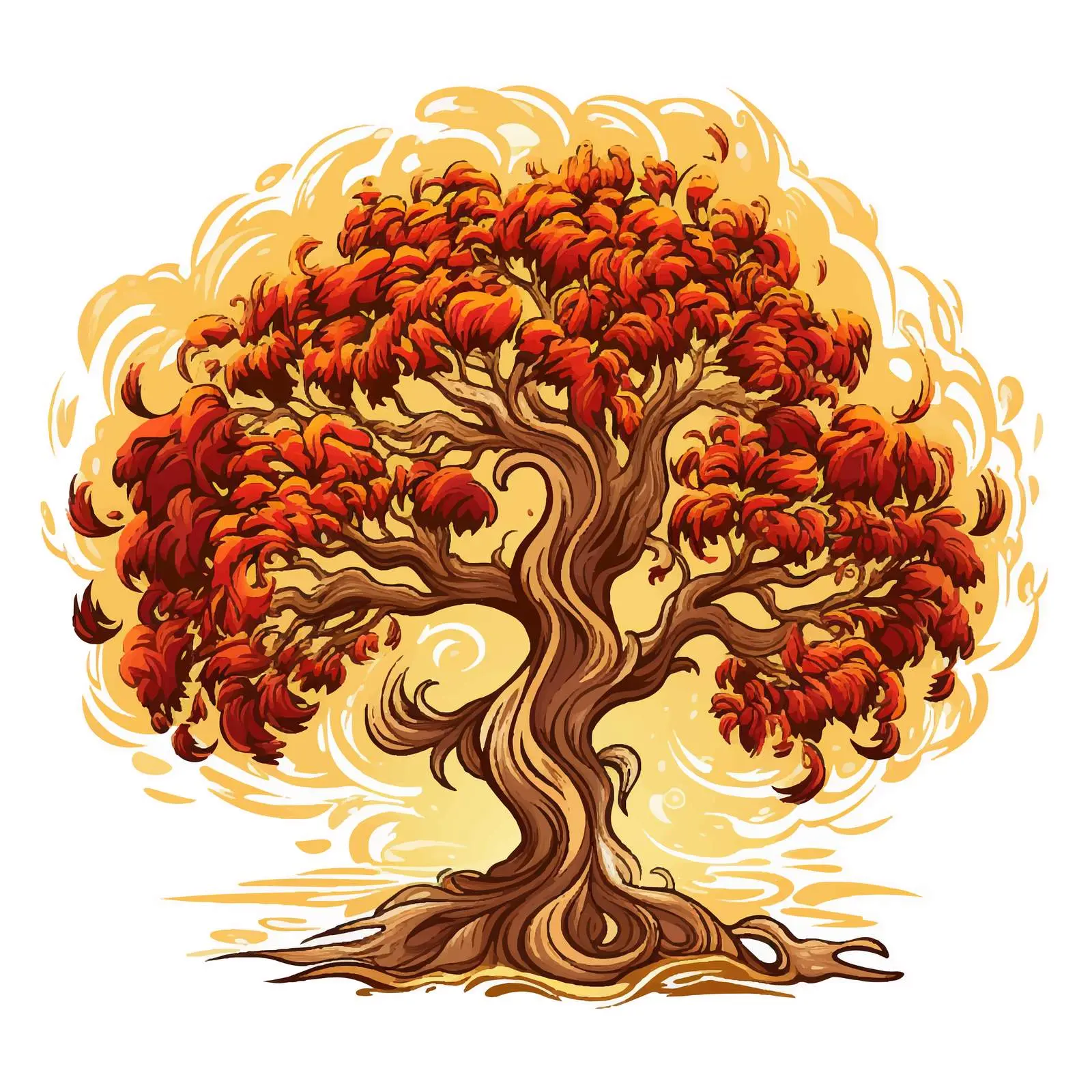 Byzantine Style Burning Bush Illustration on White – free artistic interpretation image from Dotvec