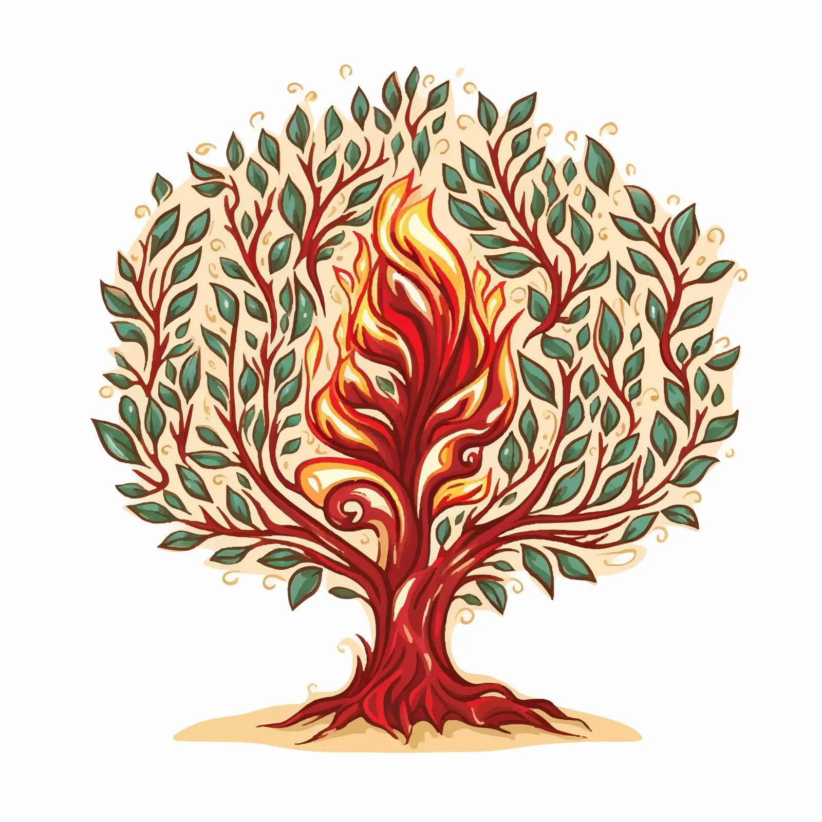 Byzantine Style Burning Bush Illustration – free artistic interpretation image from Dotvec