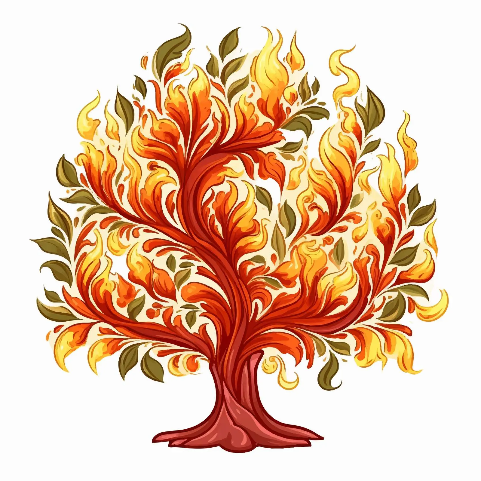 Byzantine Style Illustration of Burning Bush – free church image from Dotvec