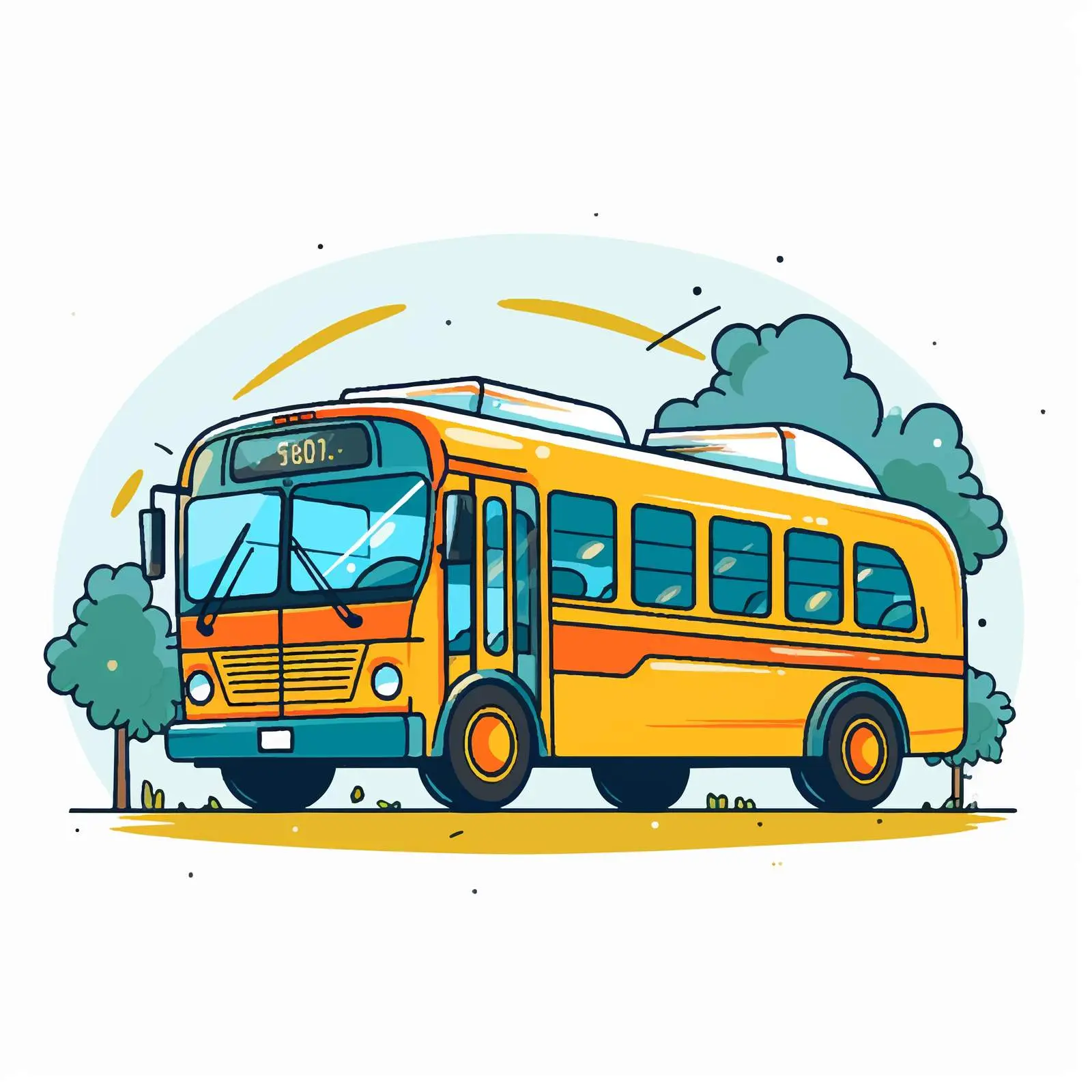 Cartoon Bus Line Vector Illustration – free public transport image from Dotvec