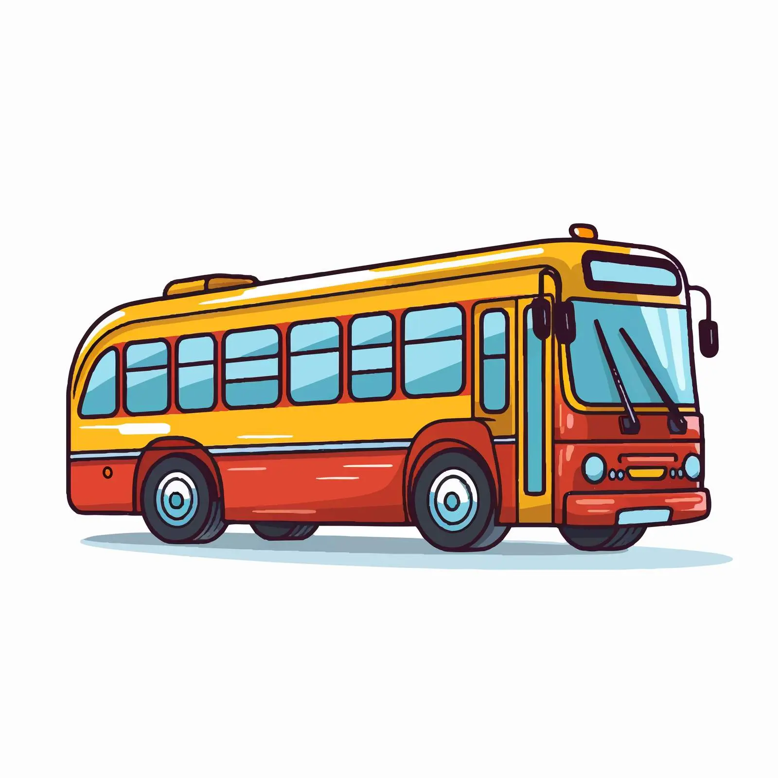Cartoon Bus Line Vector Illustration – free public transport image from Dotvec