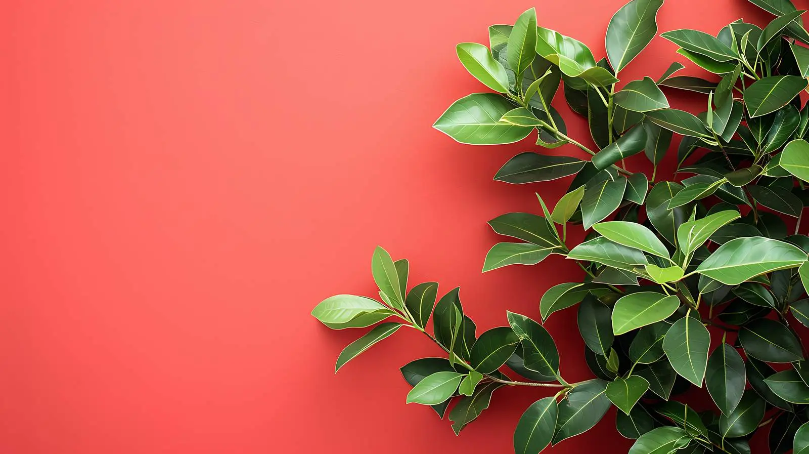 Vibrant Bush with Green Leaves on Red Background — free download from Dotvec