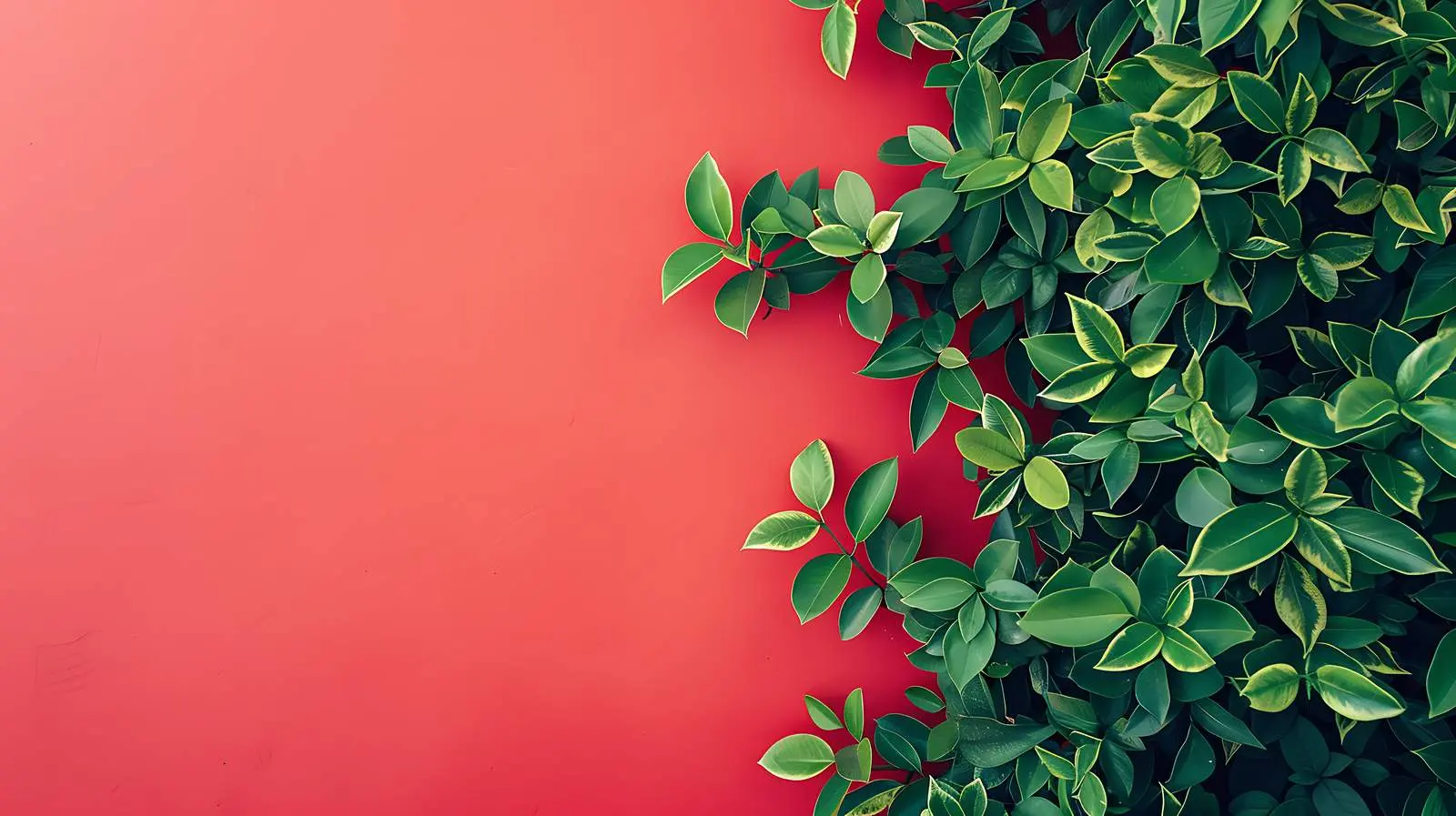 Vibrant Bush with Green Leaves on Red Background — free download from Dotvec