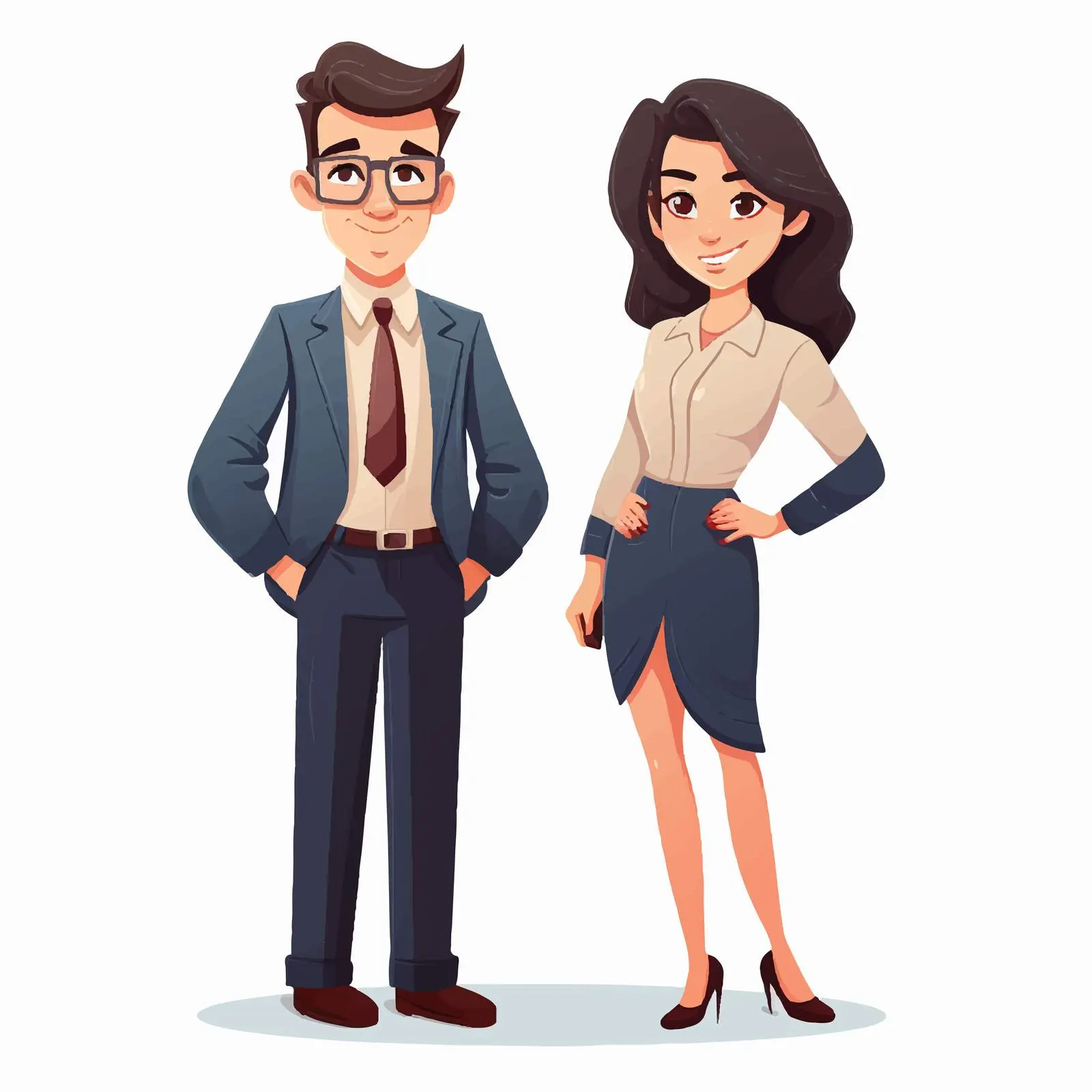 Business Couple Cartoon Vector Avatars Characters — free download from Dotvec