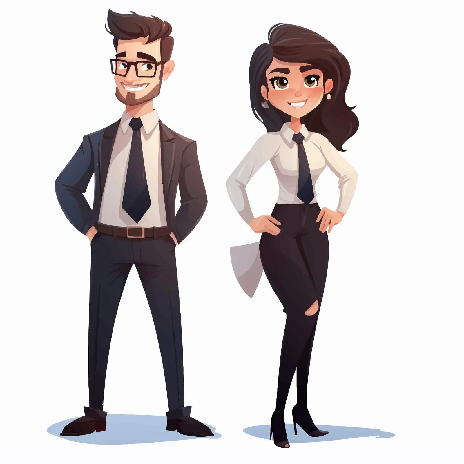 Cartoon Business Couple Avatars Vector Illustration — free download from Dotvec