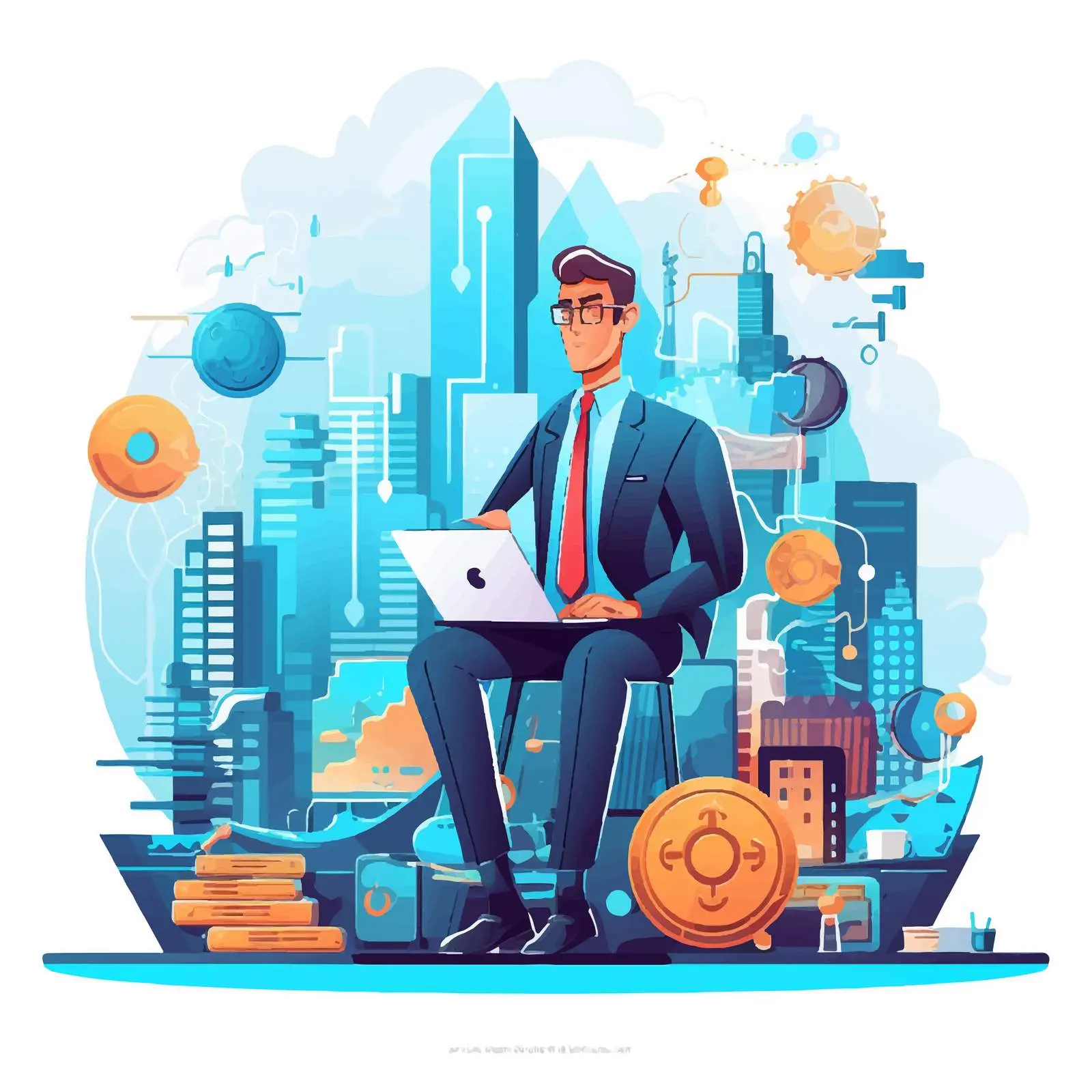 Business Digital Design Cartoon Vector Illustration — free download from Dotvec