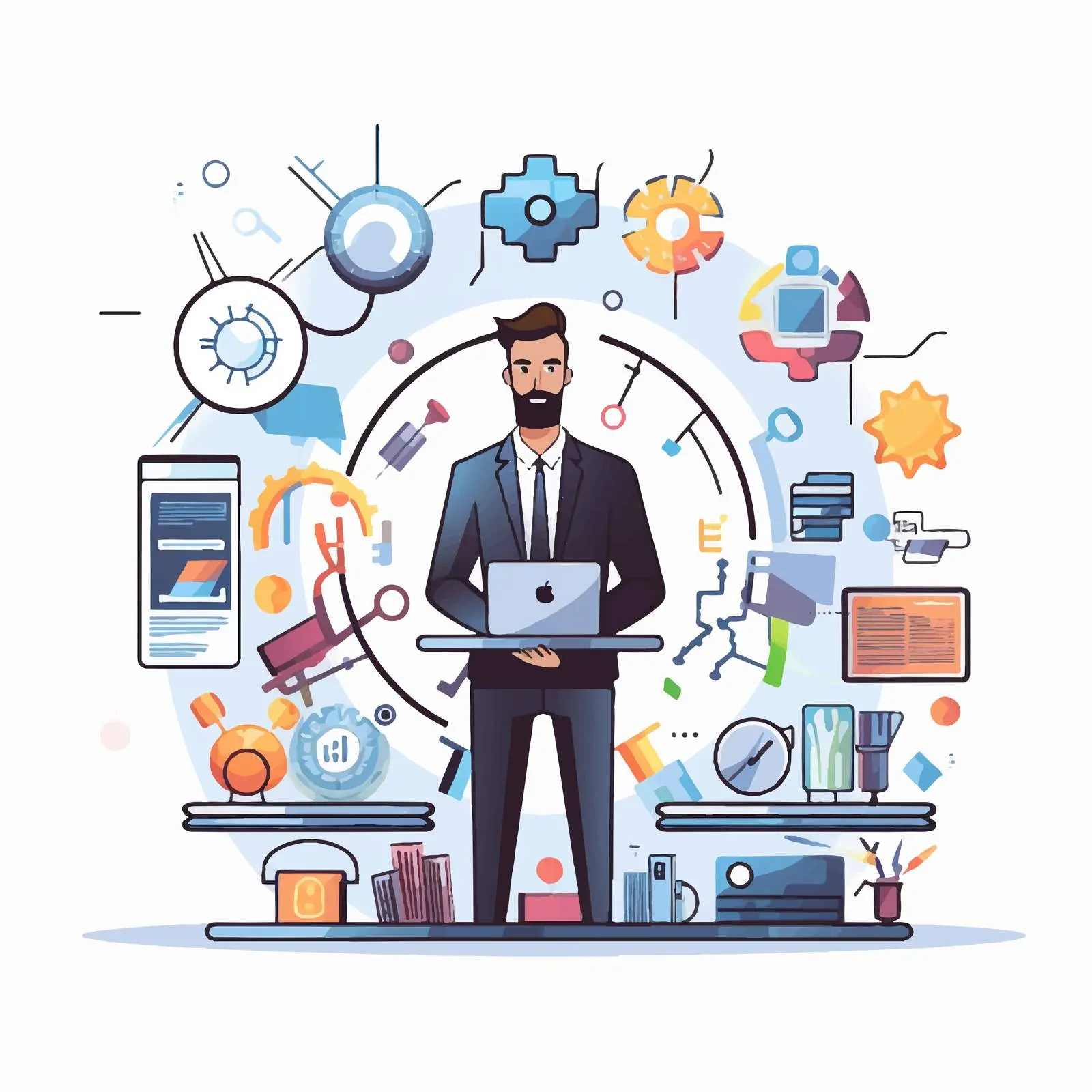 Cartoon Business Digital Design Vector Illustration — free download from Dotvec