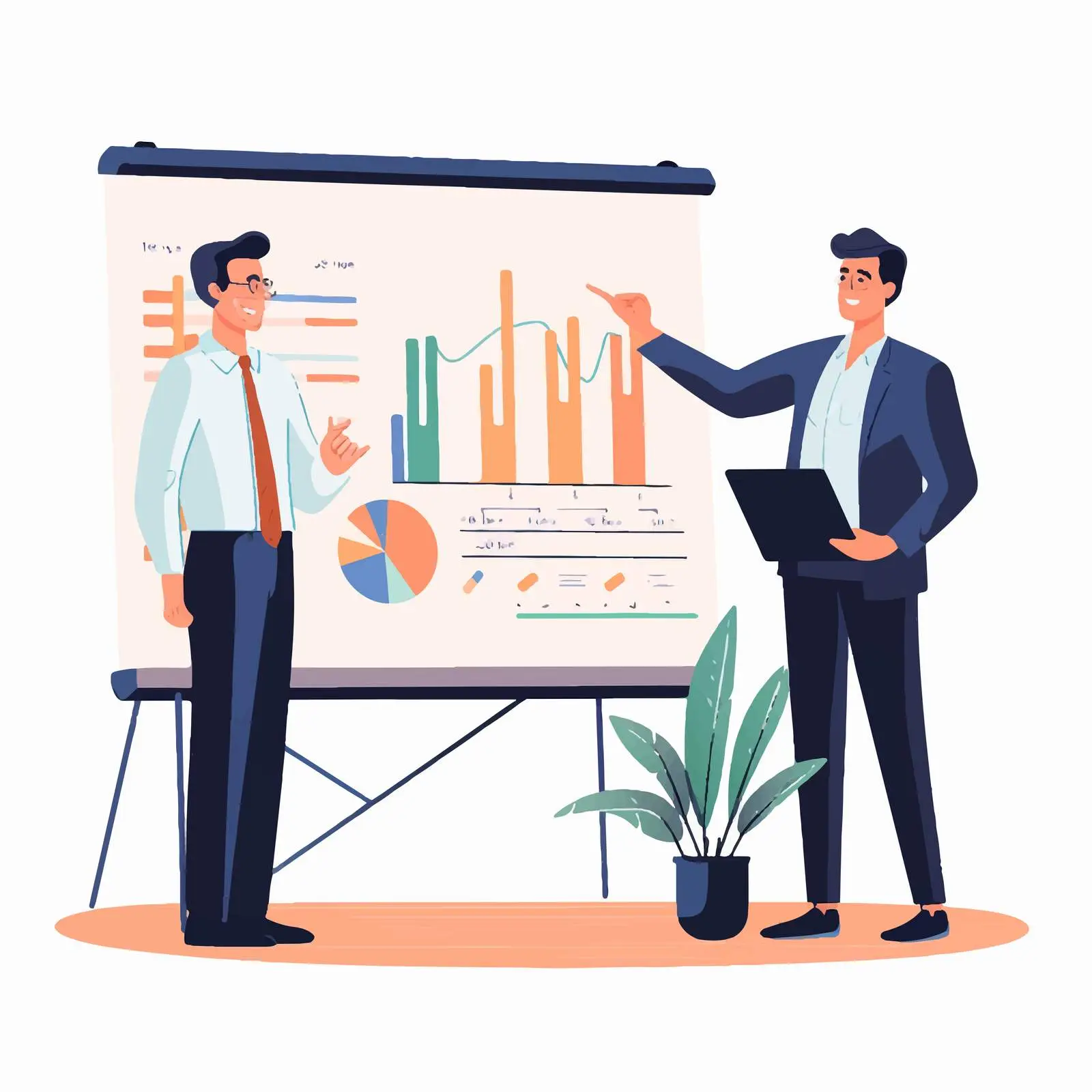 Business Man in Suit Discussing Chart — free download from Dotvec