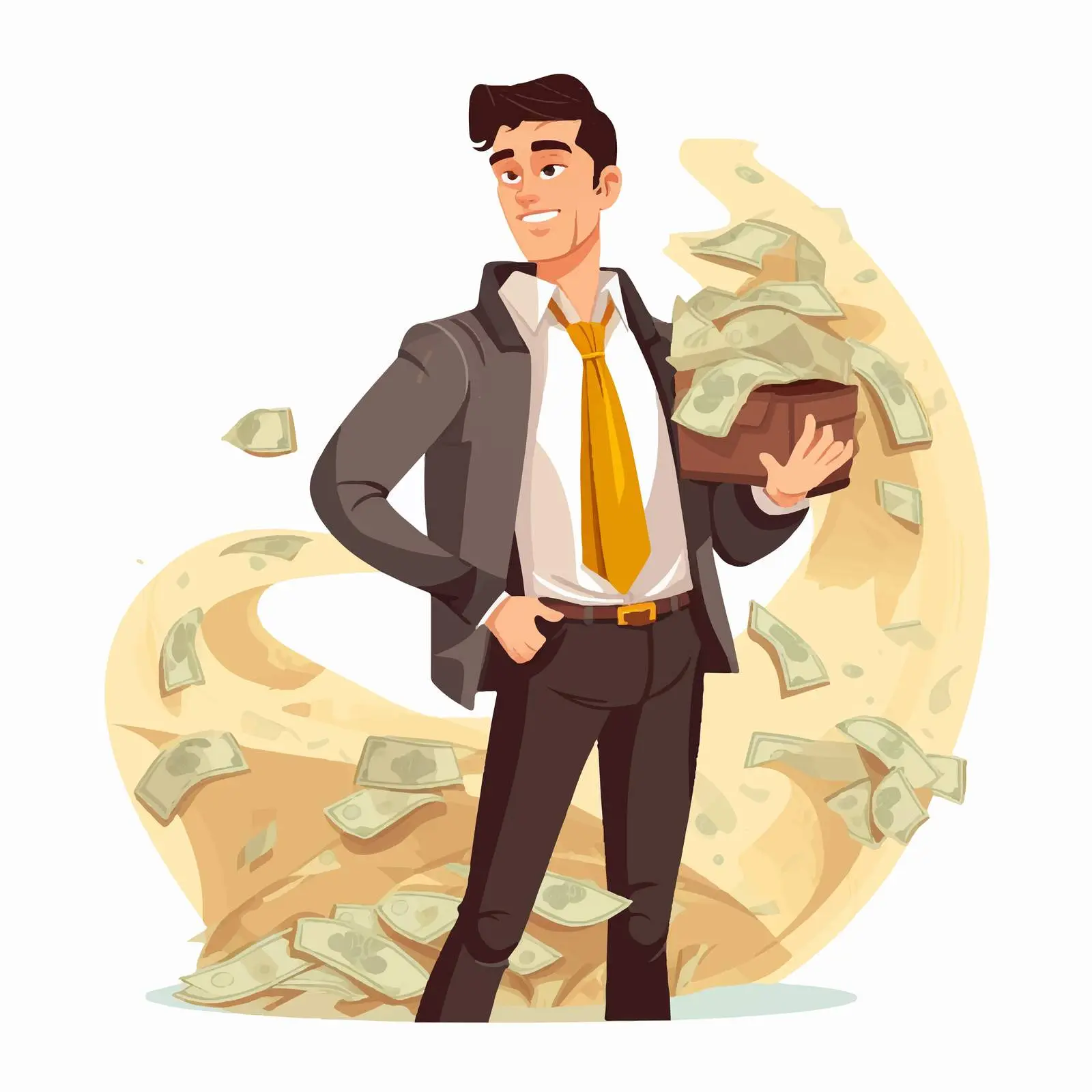 Businessman Hiding Cash Under Waistcoat Vector — free download from Dotvec