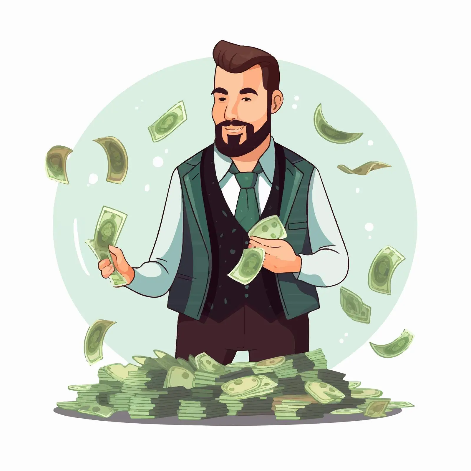 Businessman Concealing Cash Under Waistcoat Illustration — free download from Dotvec