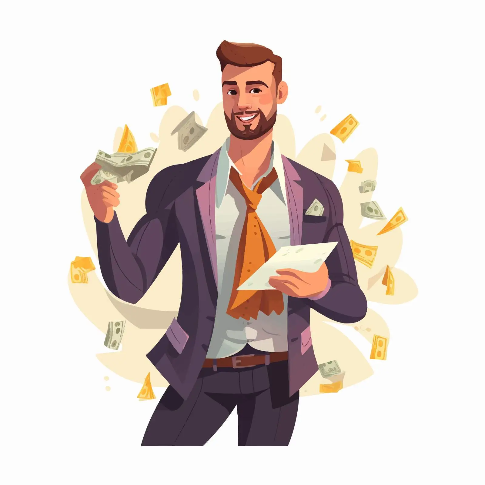 Businessman Concealing Cash Under Waistcoat Vector — free download from Dotvec