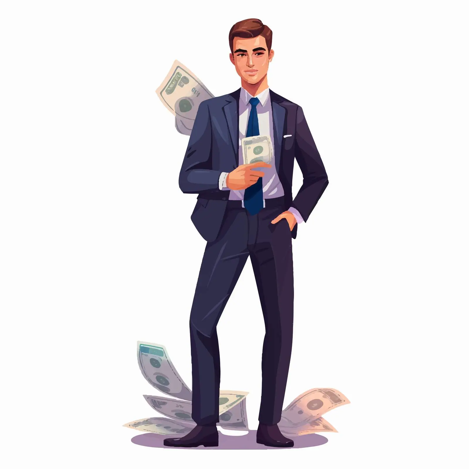 Businessman in Suit with Money Pockets Vector – free pocket image from Dotvec
