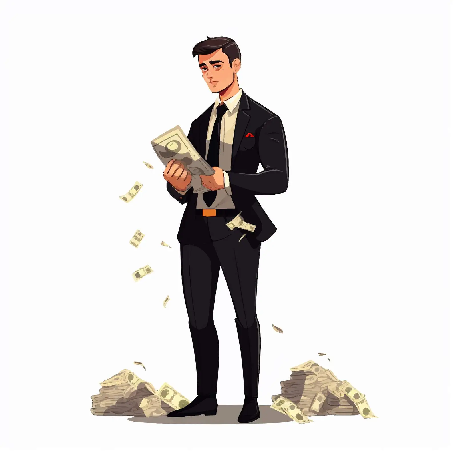 Businessman in Suit with Money Pockets Vector – free pocket image from Dotvec