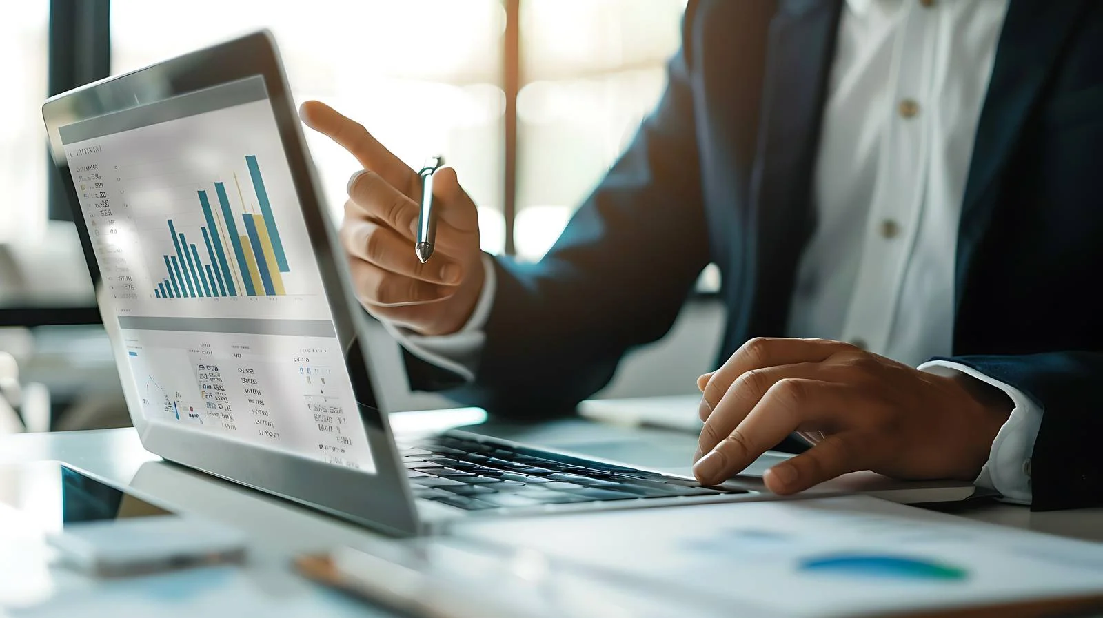 Professional Businessman with Stylus and Laptop — free download from Dotvec