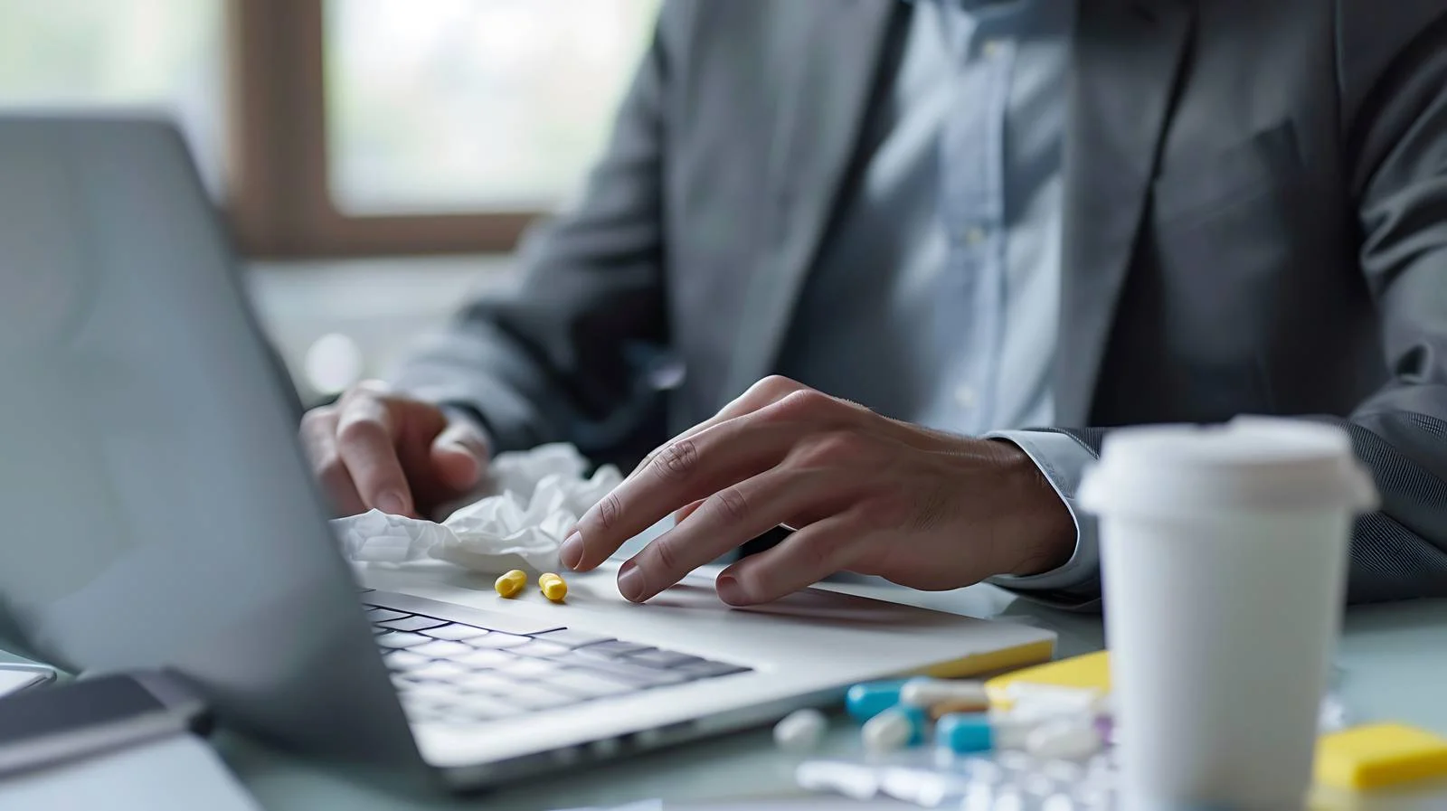 Professional Businessman Typing on Laptop at Office — free download from Dotvec