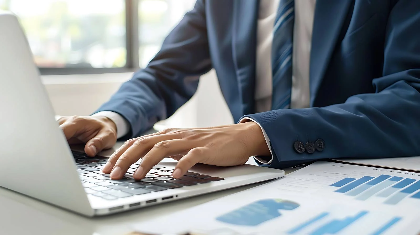 Professional Office Laptop Typing Businessman — free download from Dotvec