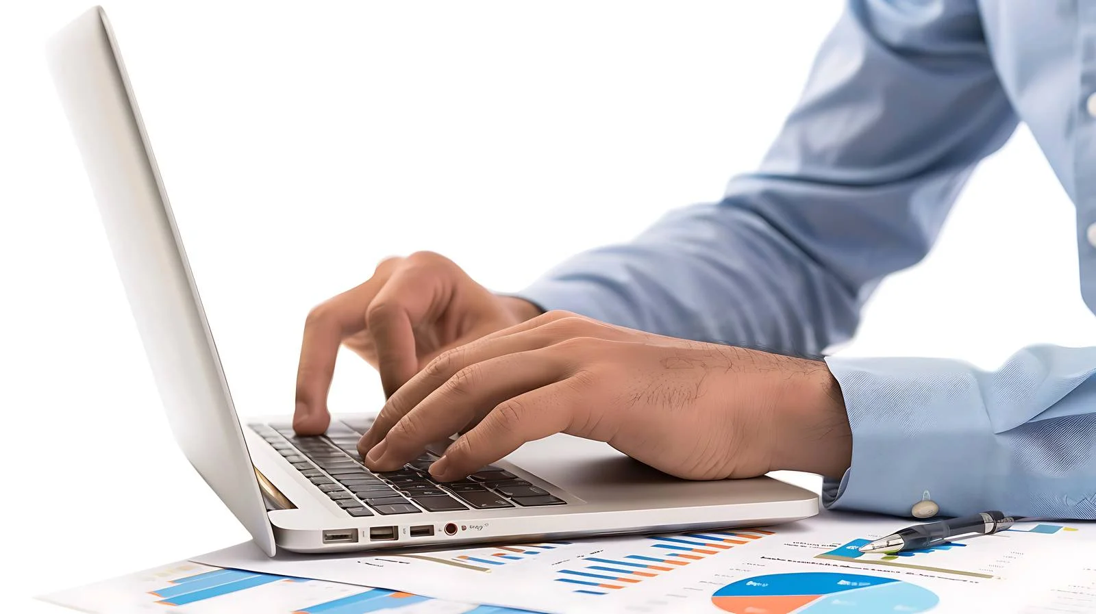 Businessman Typing on Office Laptop — free download from Dotvec