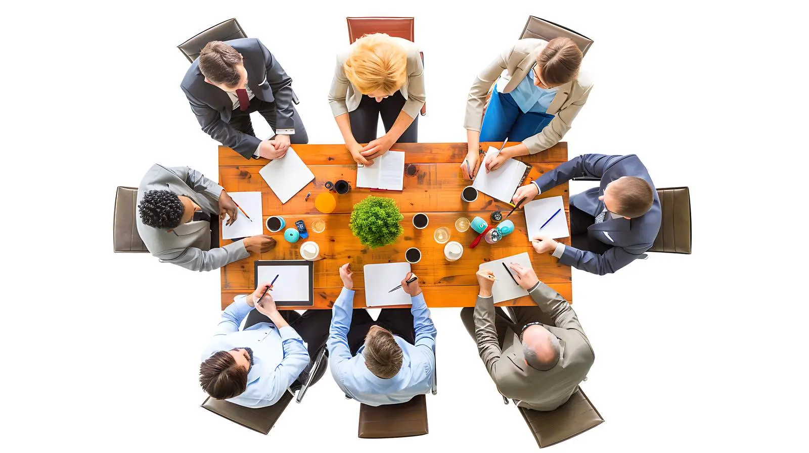 Above View of Business Meeting at Table – free group image from Dotvec