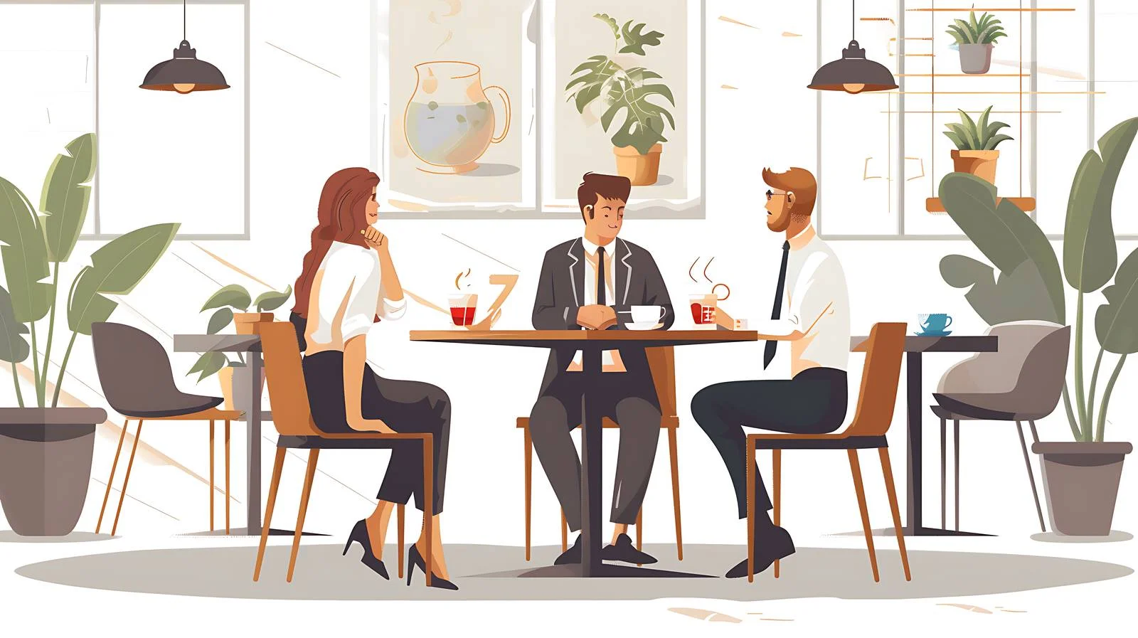 Professional Discussion in Stylish Café Setting — free download from Dotvec